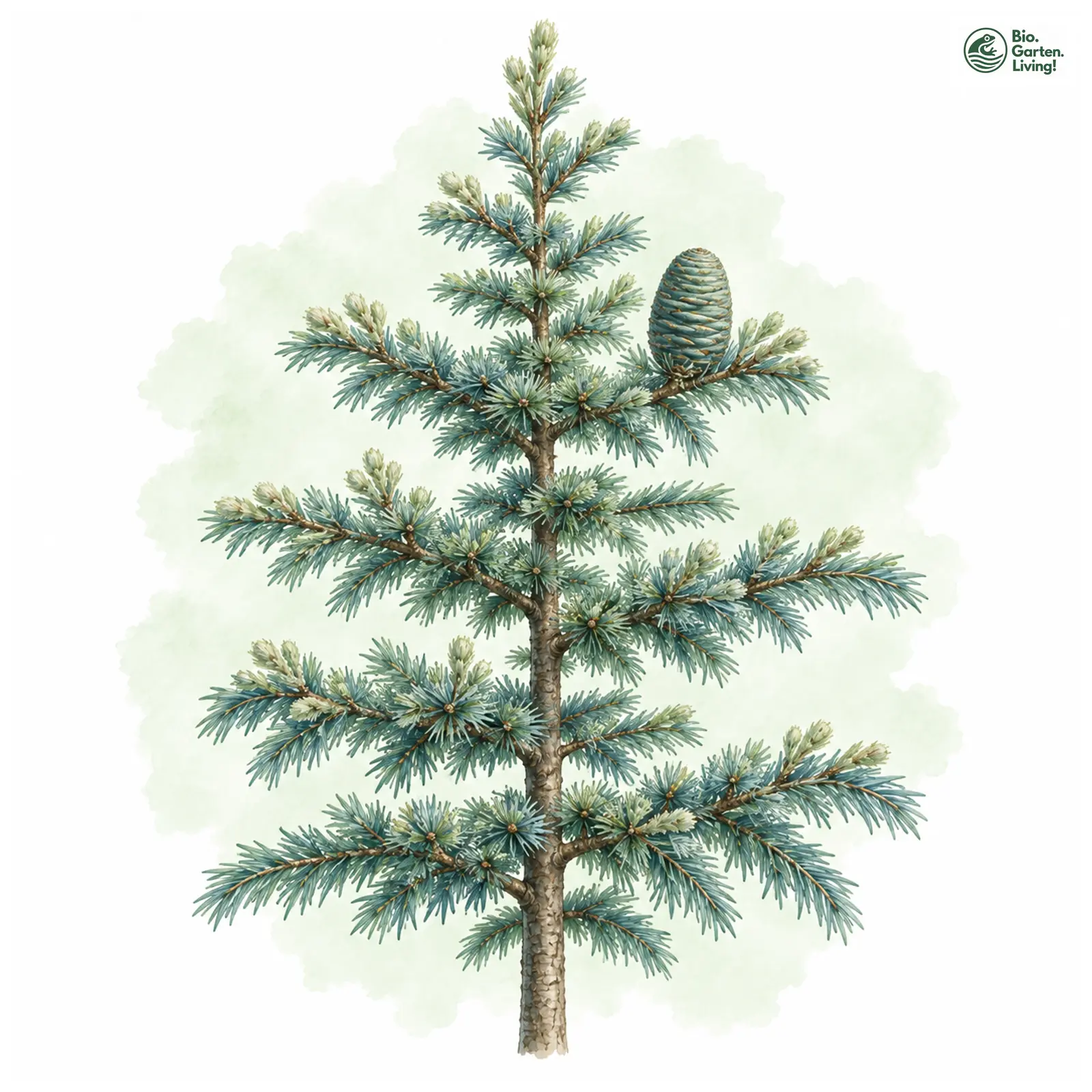 Aquarellzeichnung: Atlas-Zeder (Cedrus atlantica)