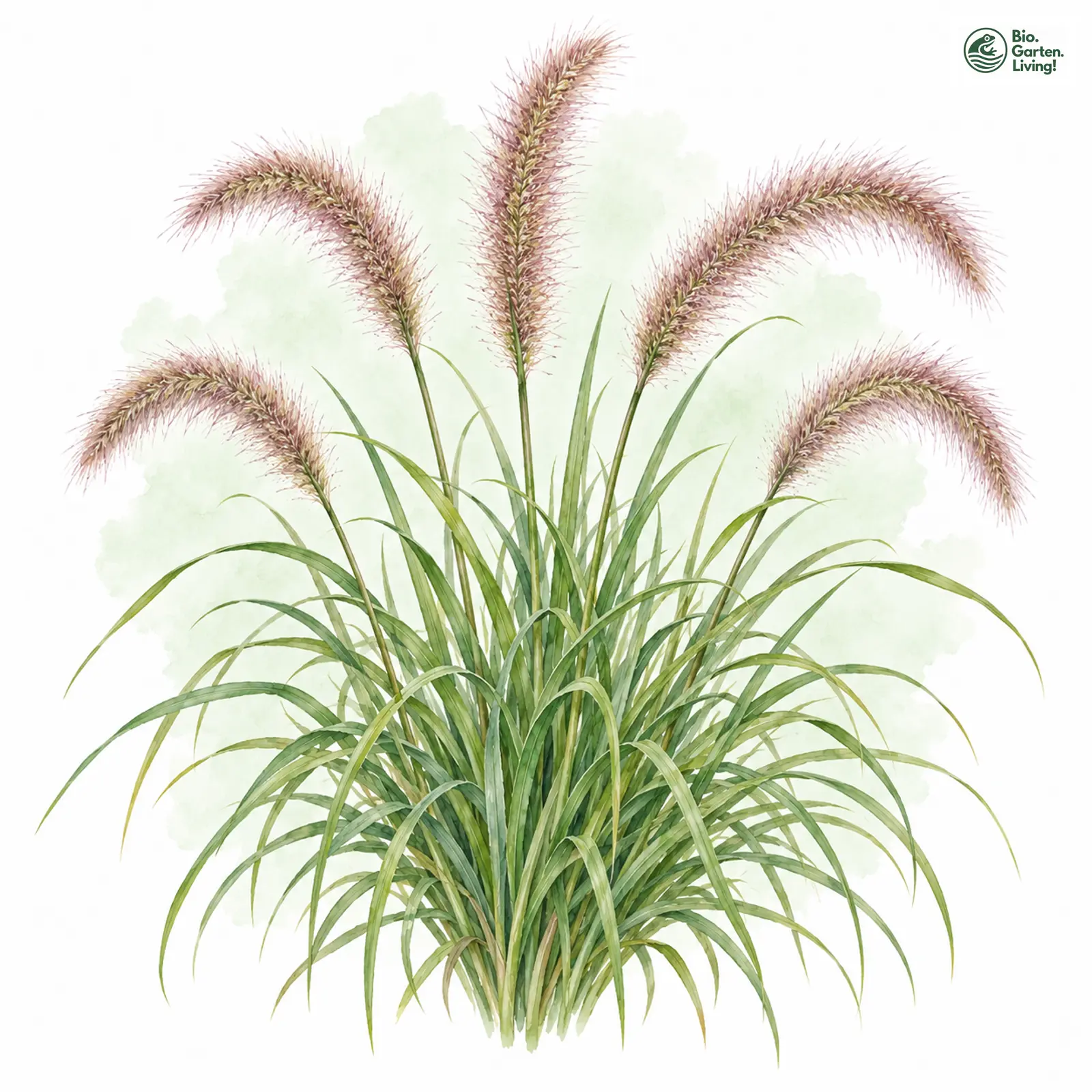 Aquarellzeichnung: Afrikanisches Lampenputzergras (Cenchrus setaceus)