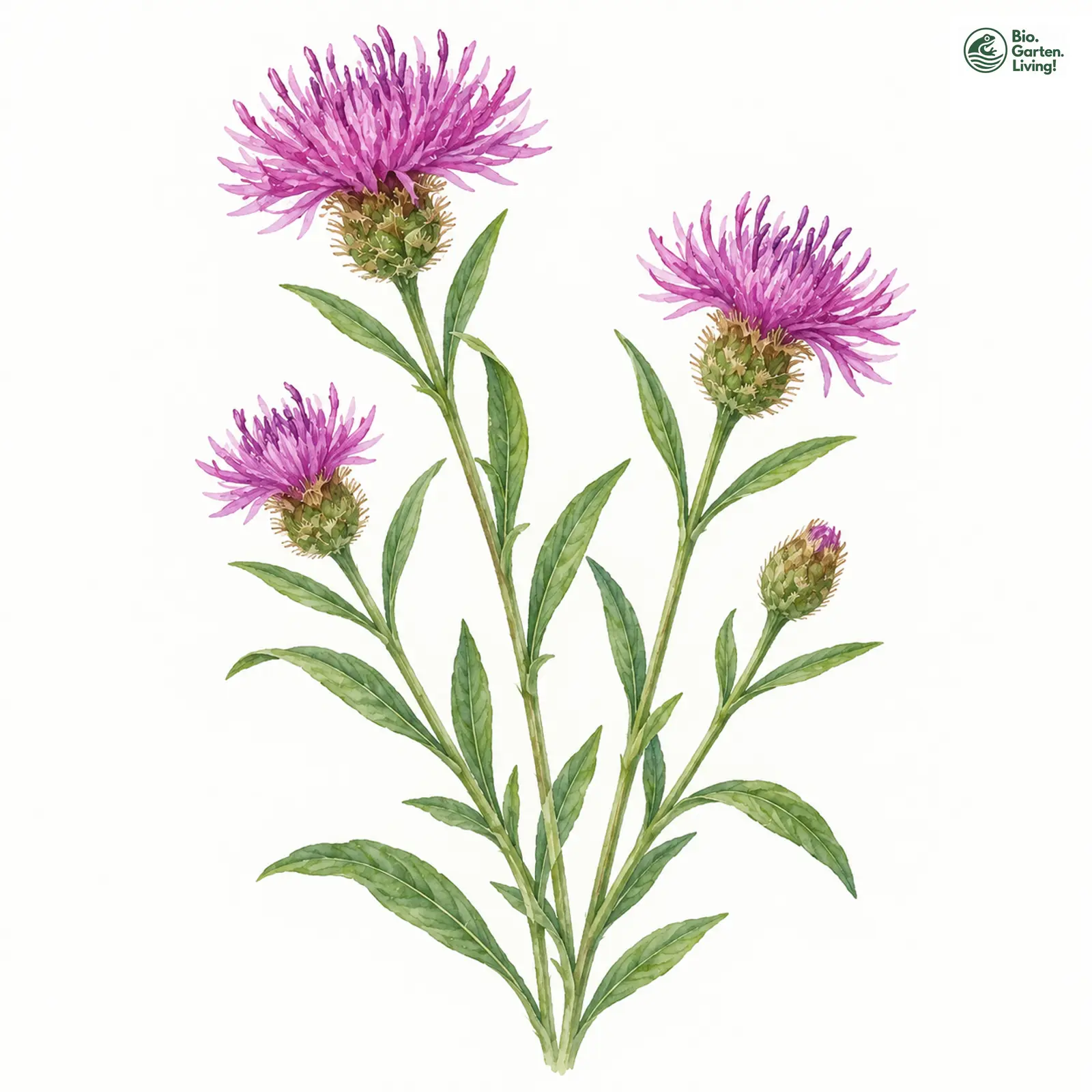 Aquarellzeichnung: Kleinfedrige Flockenblume (Centaurea decipiens)