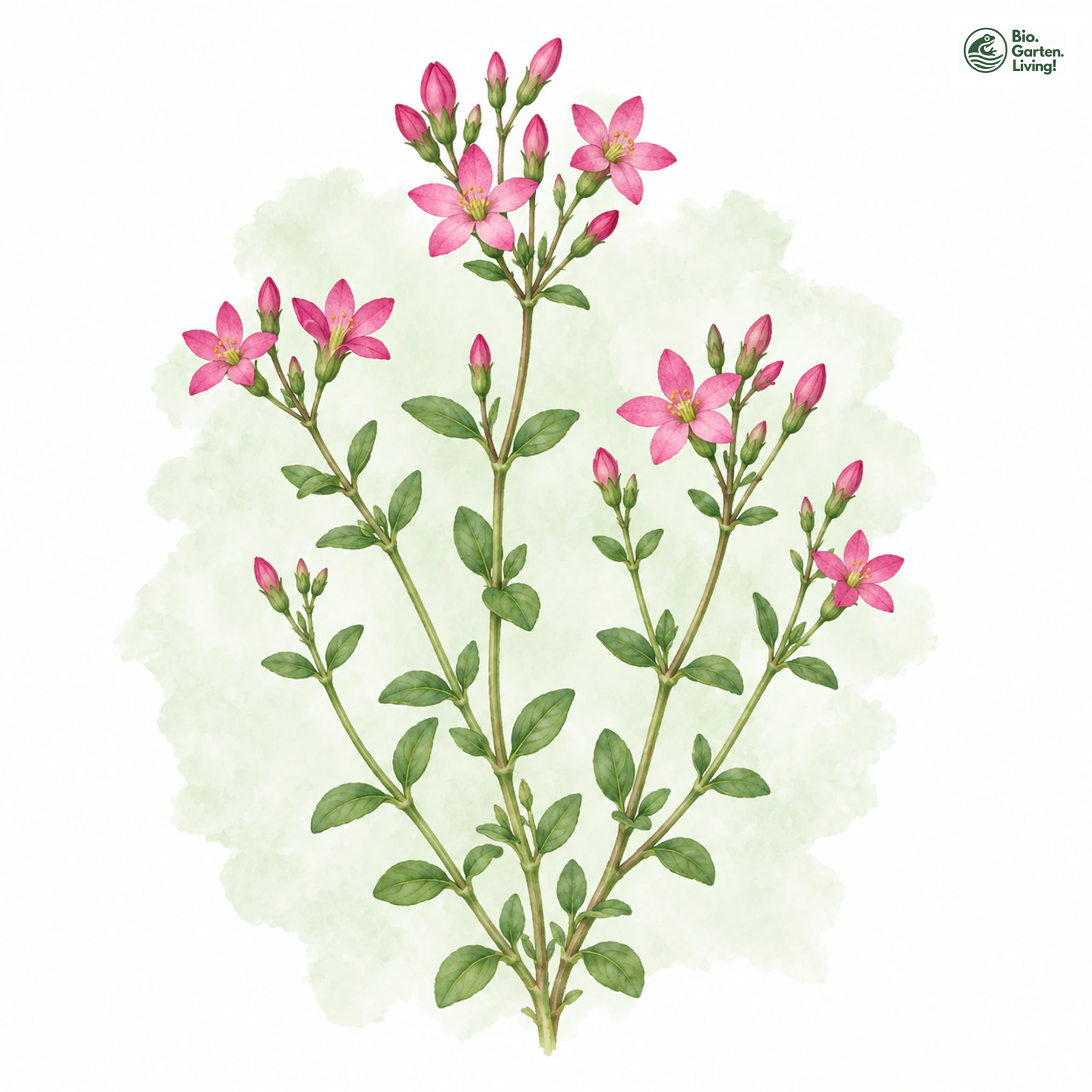 Aquarellzeichnung: Zierliches Tausendgüldenkraut (Centaurium pulchellum)