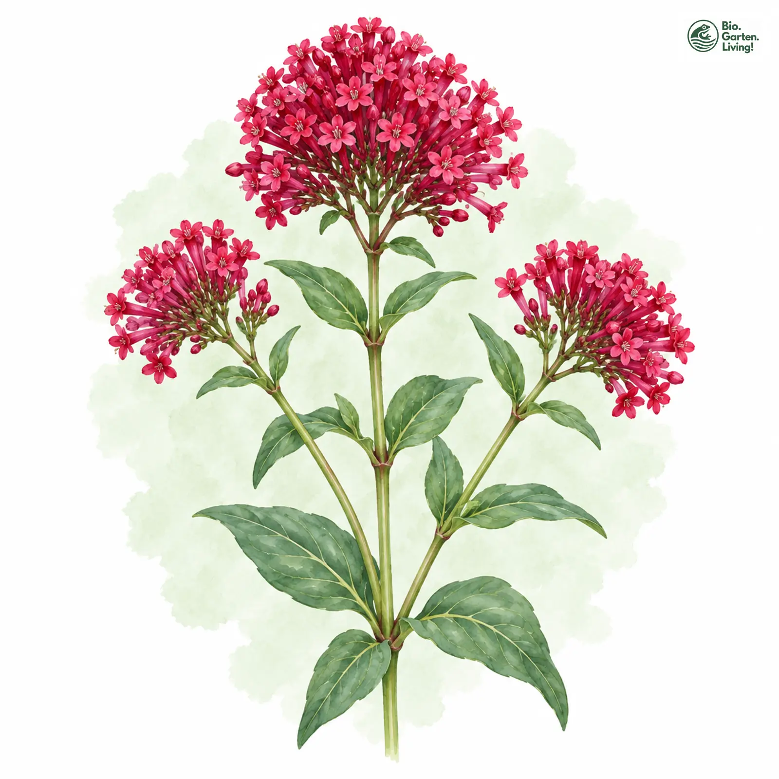 Aquarellzeichnung: Rote Spornblume (Centranthus ruber)