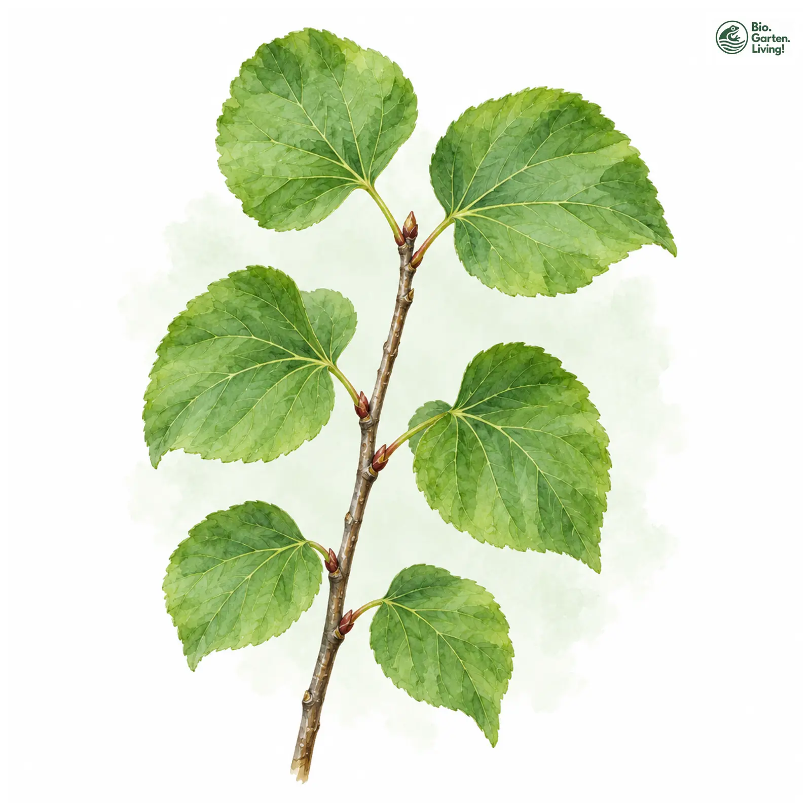 Aquarellzeichnung: Lebkuchenbaum (Cercidiphyllum japonicum)