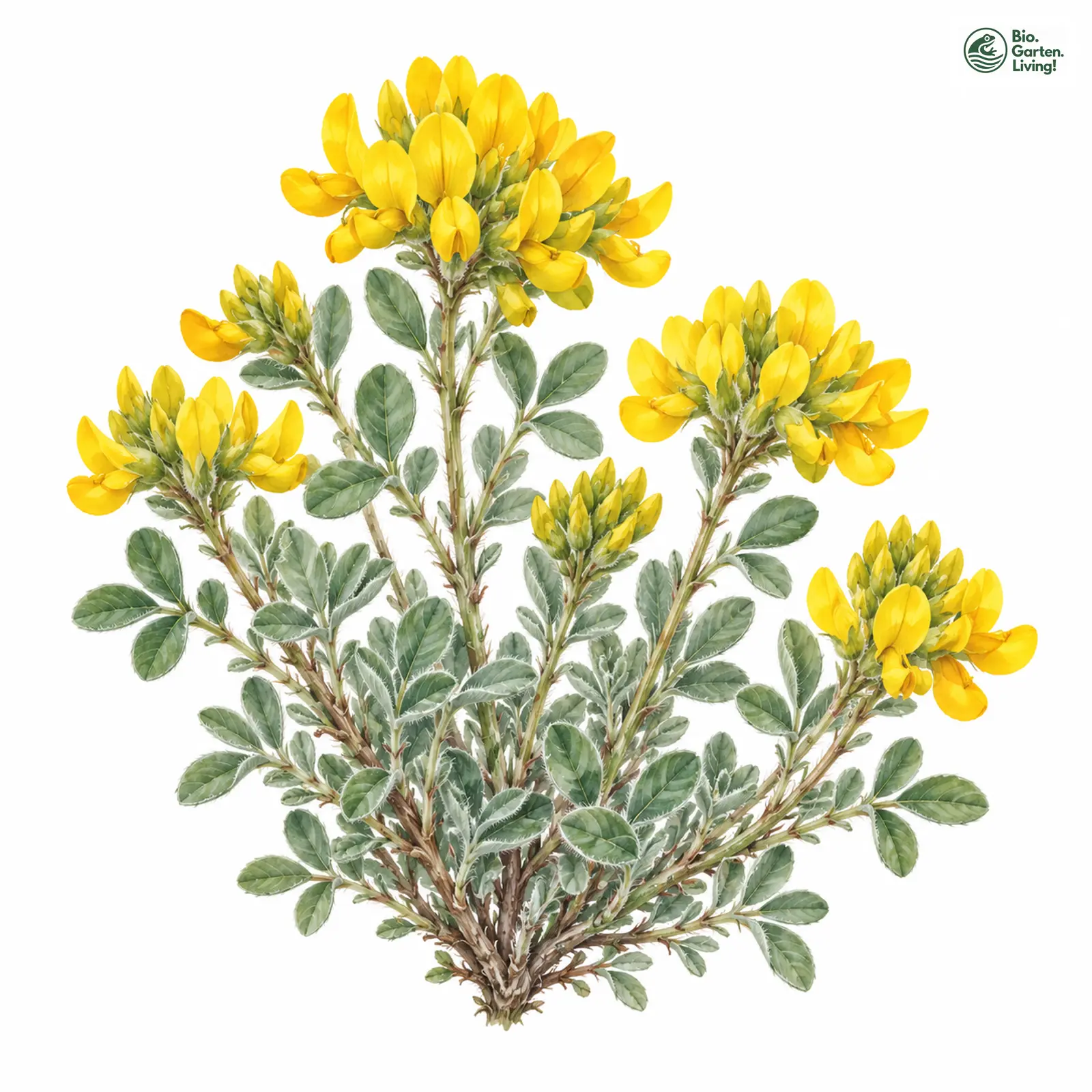 Aquarellzeichnung: Österreich-Zwerggeißklee (Chamaecytisus austriacus)