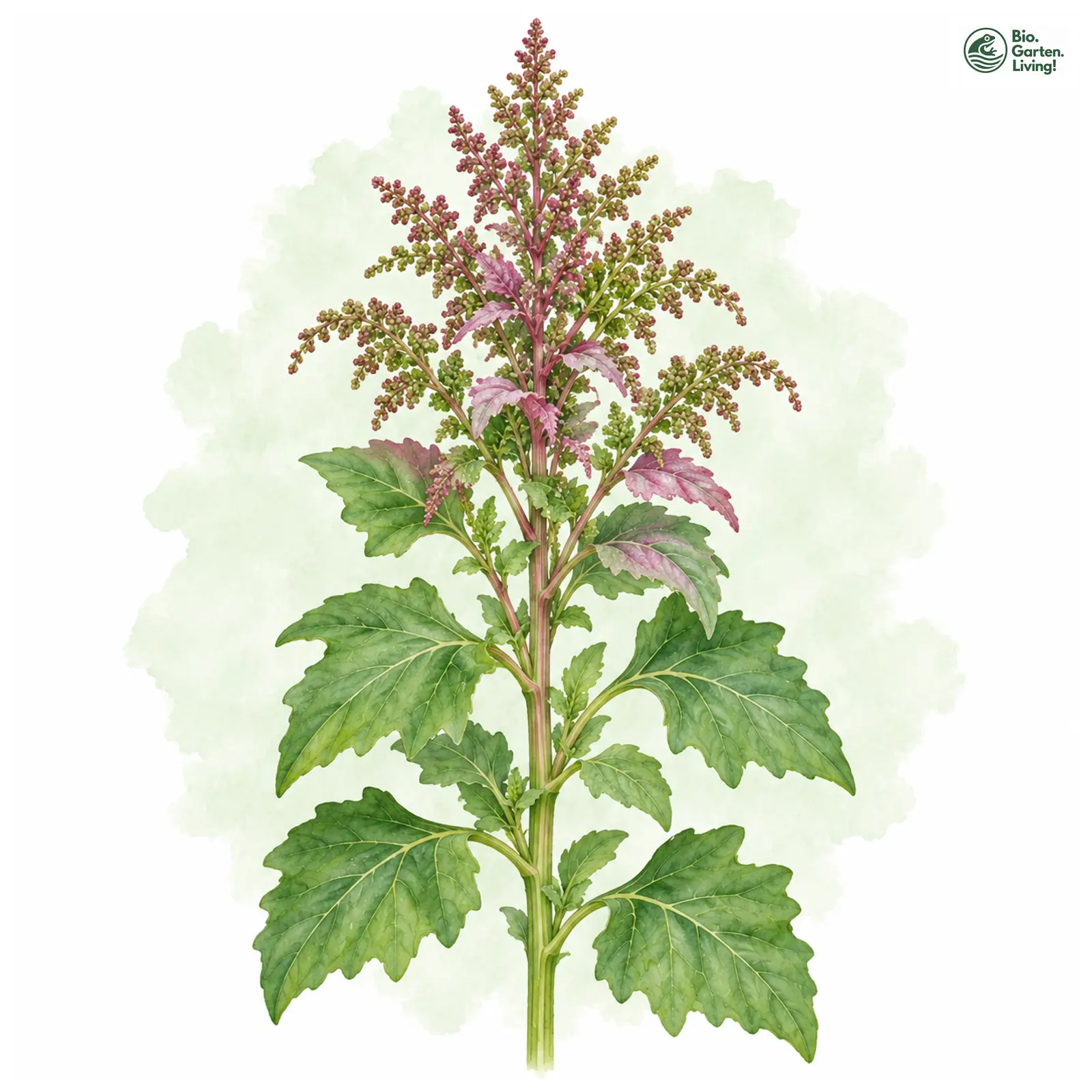 Aquarellzeichnung: Baumspinat (Chenopodium giganteum)
