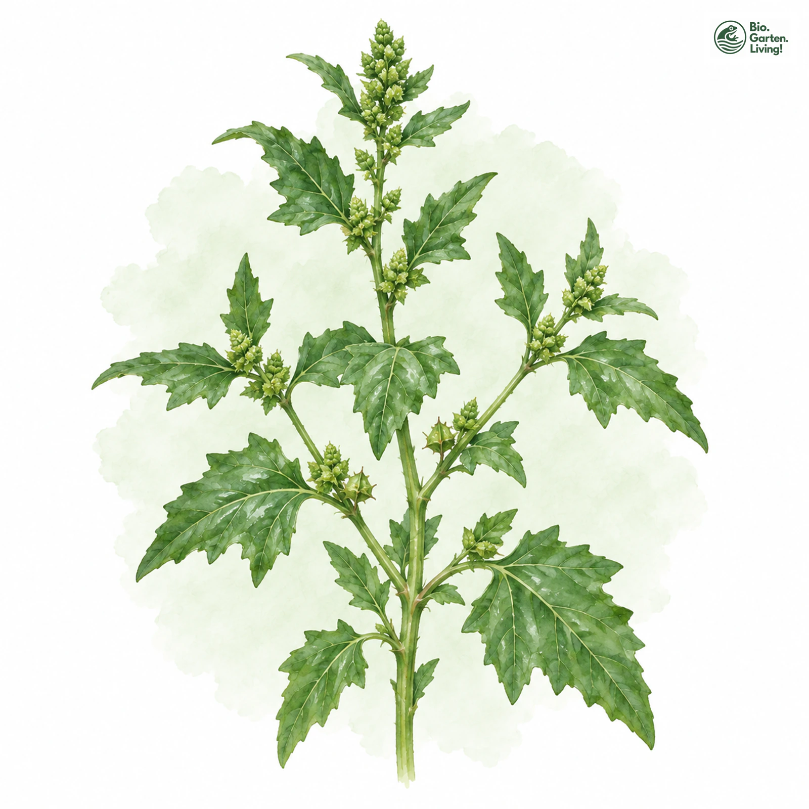Aquarellzeichnung: Mauer-Gänsefuß (Chenopodium murale)