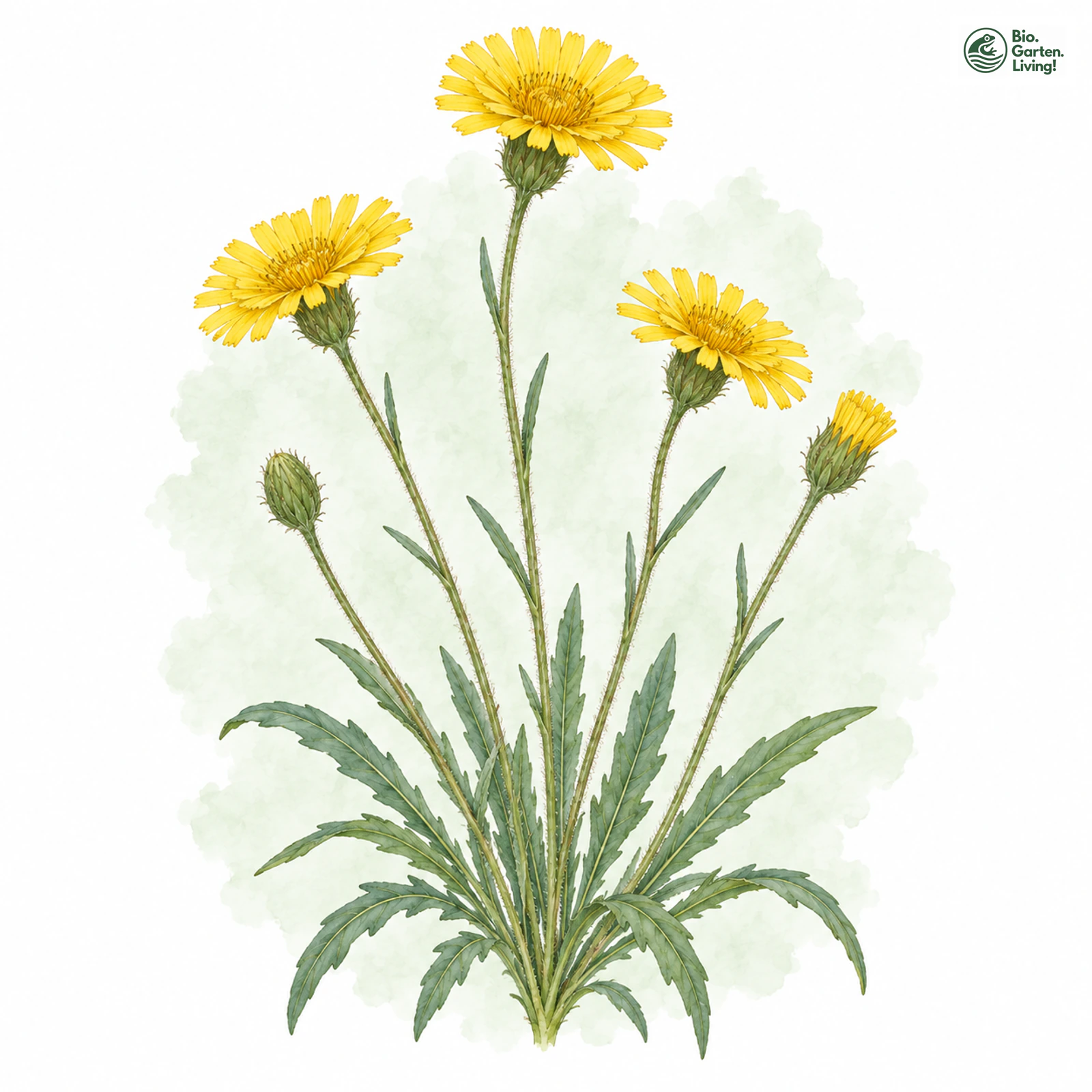 Aquarellzeichnung: Grasnelkenhabichtskraut (Chlorocrepis staticifolia)