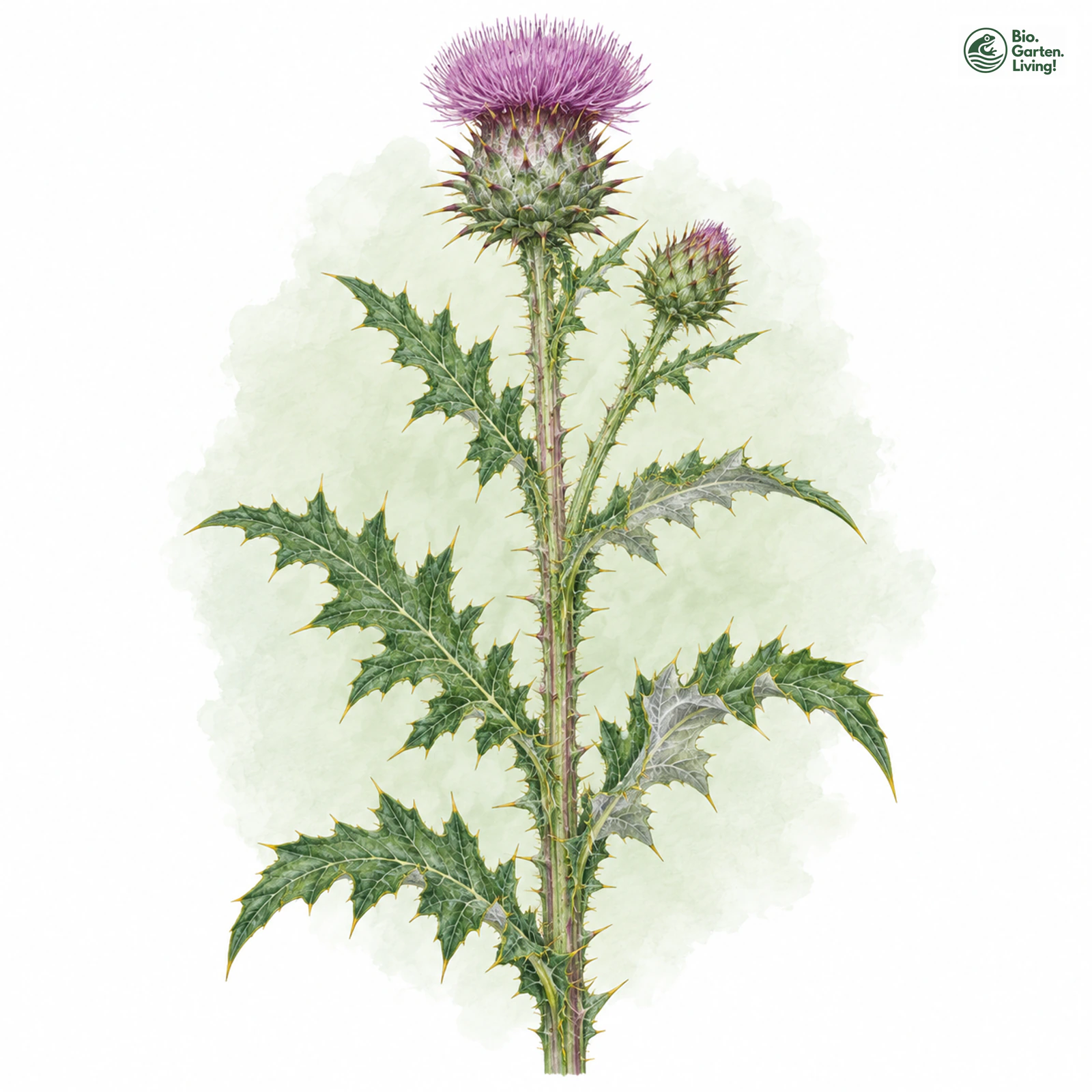 Aquarellzeichnung: Lanzett-Kratzdistel (Cirsium vulgare)