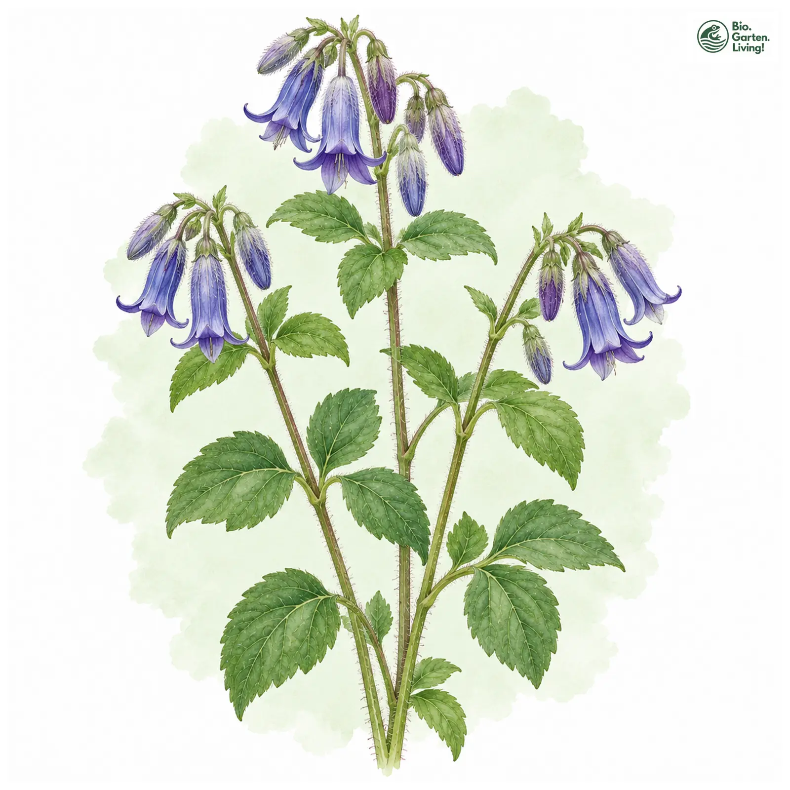 Aquarellzeichnung: Davias Waldrebe (Clematis heracleifolia)