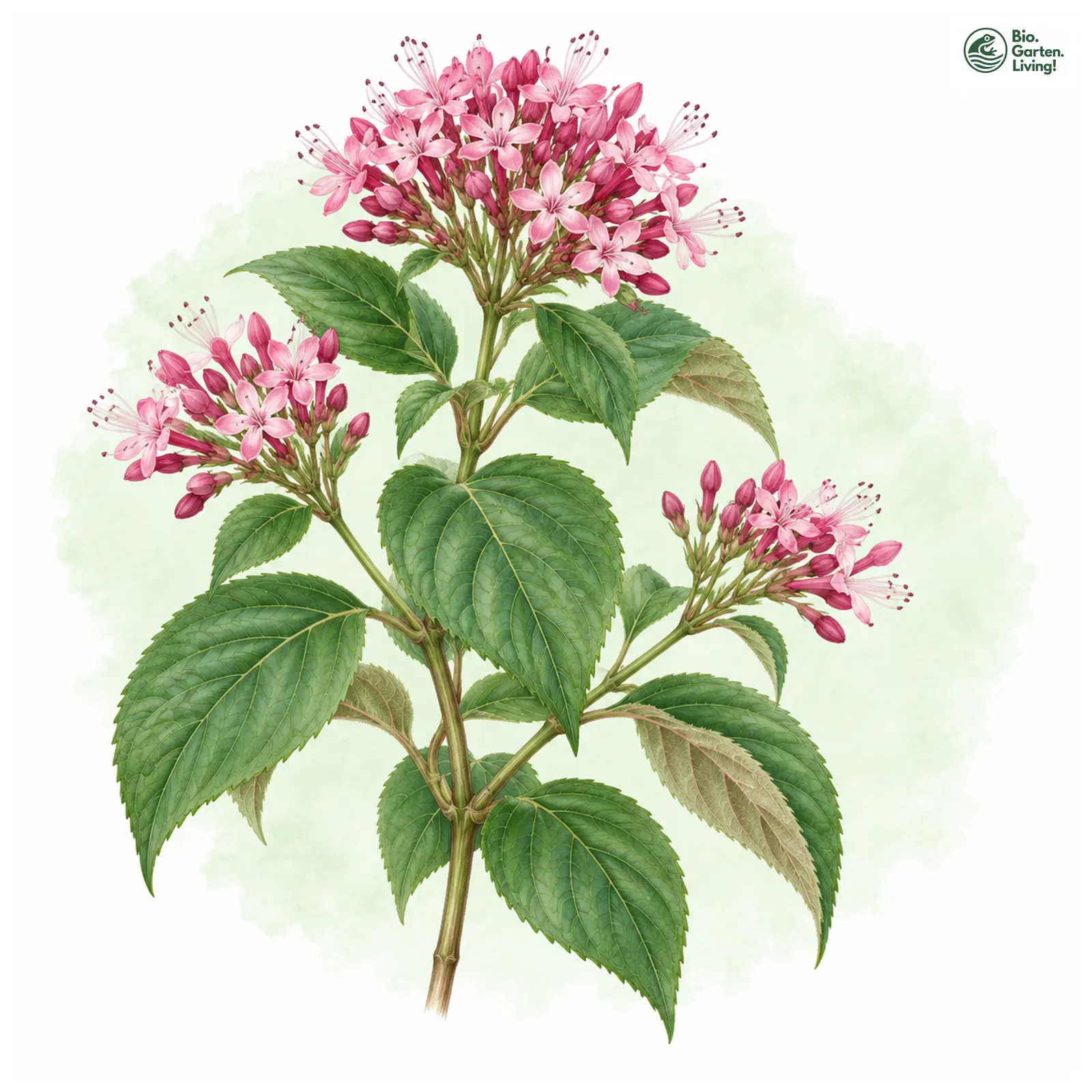 Aquarellzeichnung: Bunges Losbaum (Clerodendrum bungei)