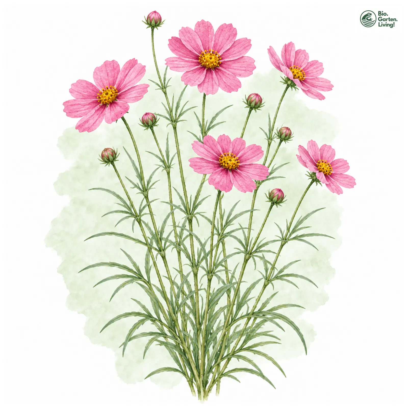Aquarellzeichnung: Rosablühendes Schönauge (Coreopsis rosea)