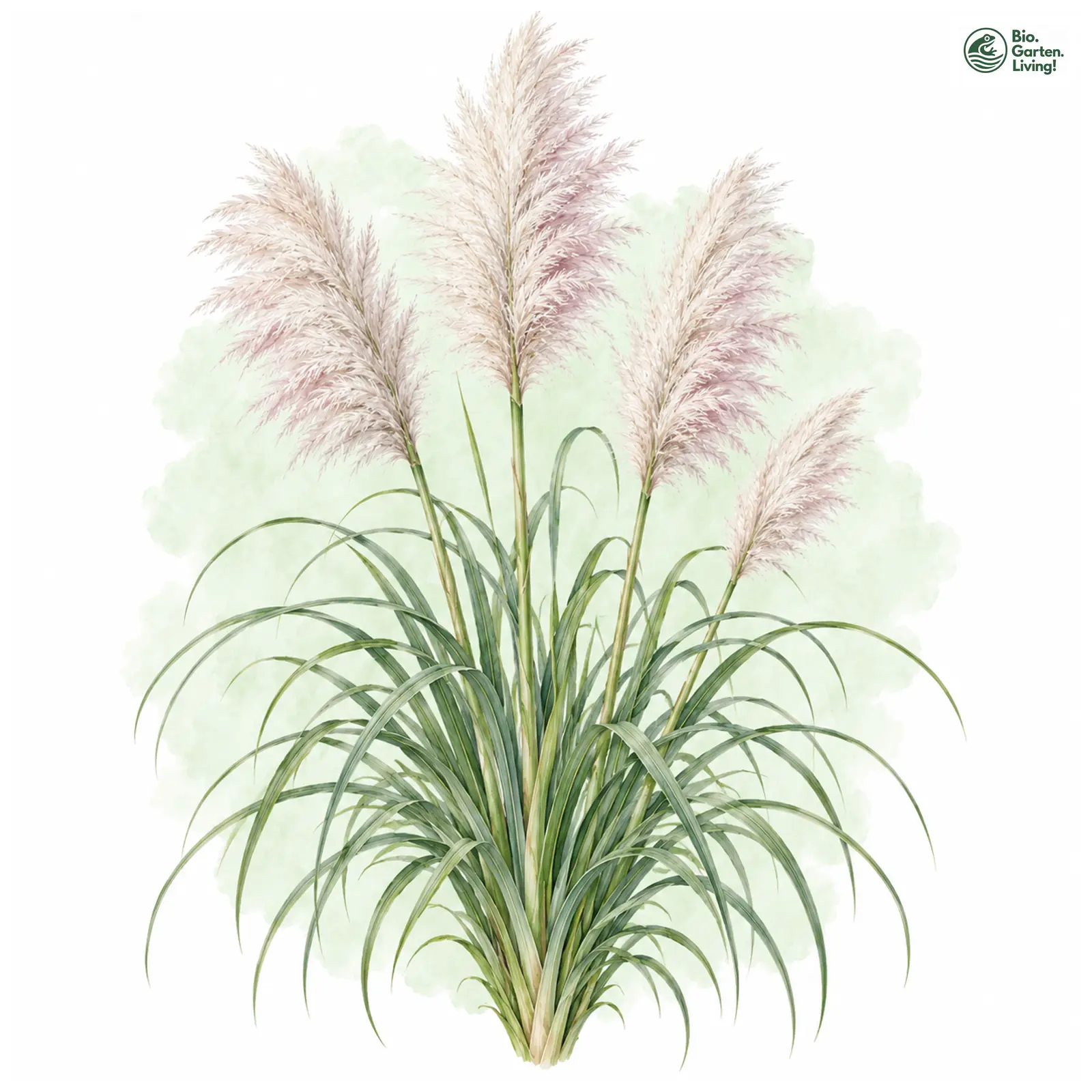 Aquarellzeichnung: Amerikanisches Pampasgras (Cortaderia selloana)