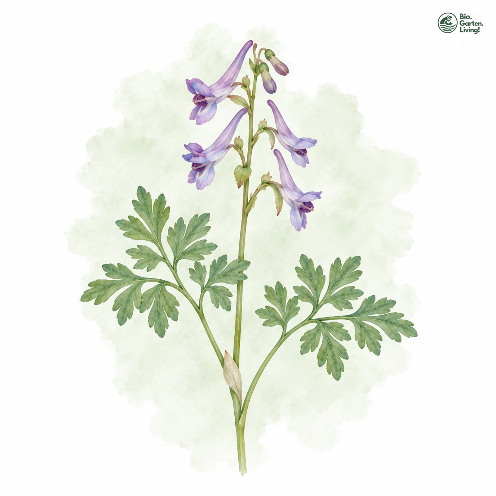 Aquarellzeichnung: Mittlerer Lerchensporn (Corydalis intermedia)