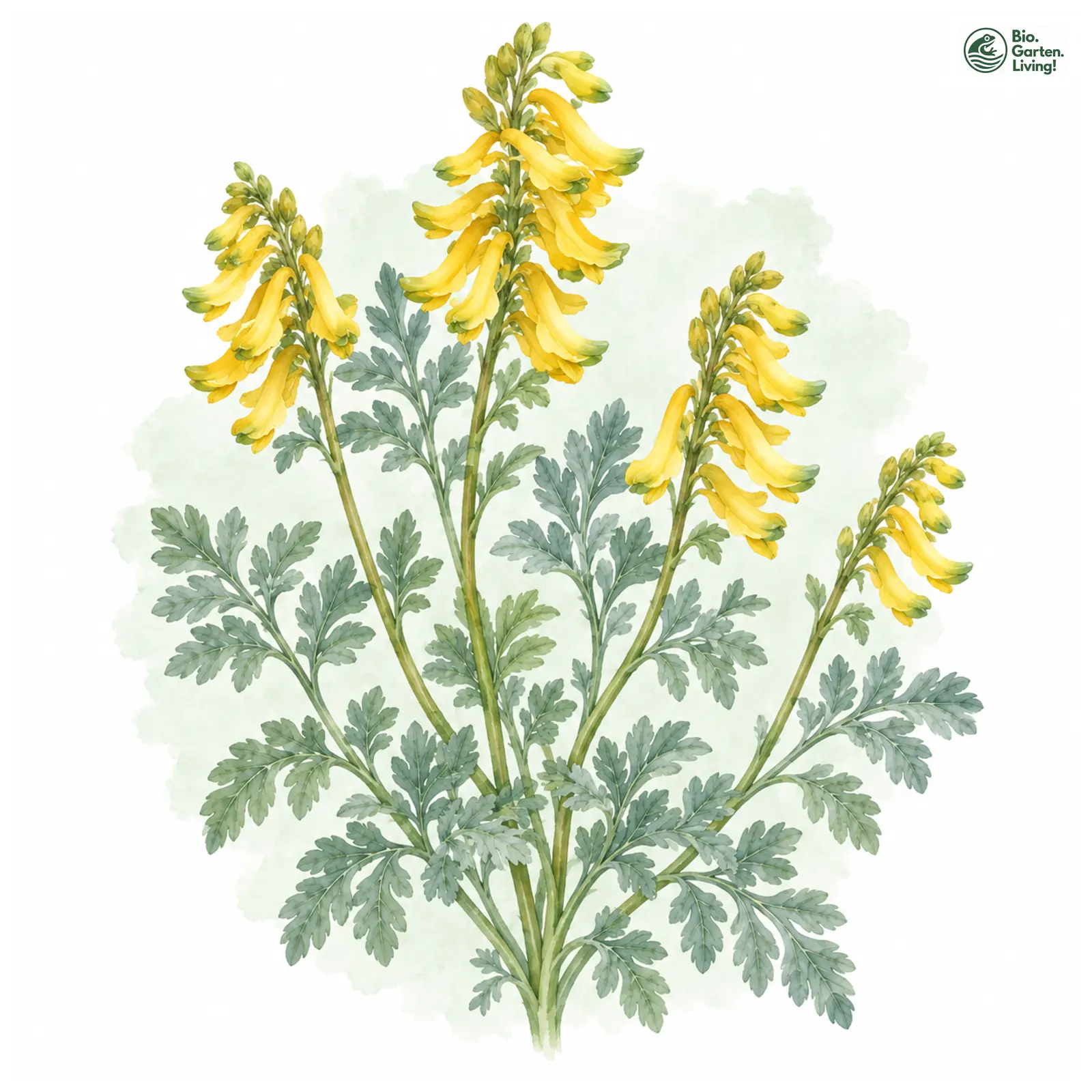 Aquarellzeichnung: Wilsons Lerchensporn (Corydalis wilsonii)