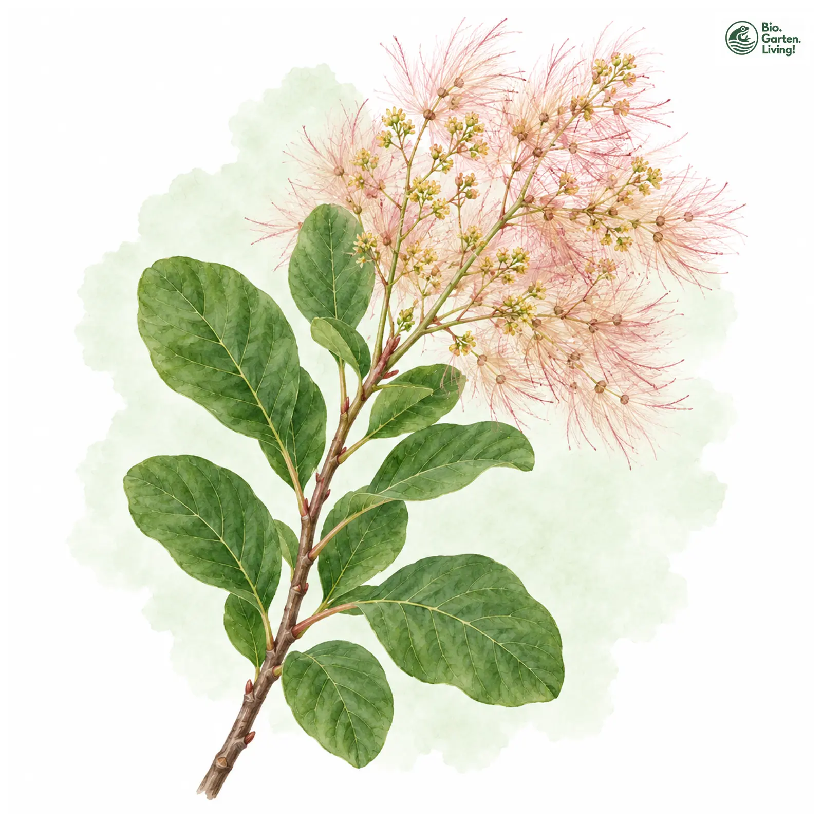 Aquarellzeichnung: Perückenstrauch (Cotinus coggygria)