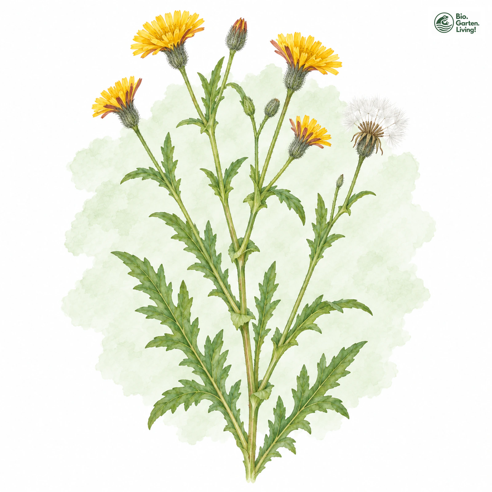 Aquarellzeichnung: Kleinköpfiger Pippau (Crepis capillaris)