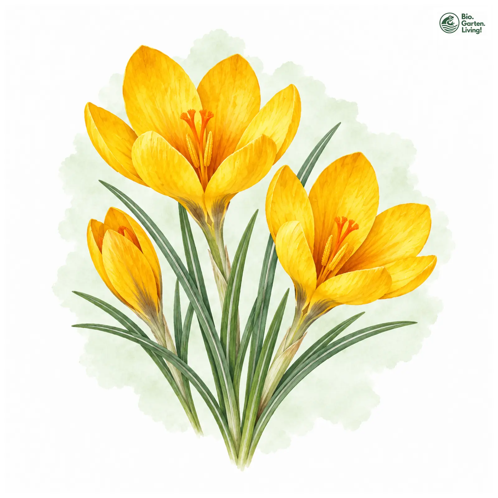 Aquarellzeichnung: Kleiner Krokus (Crocus chrysanthus)