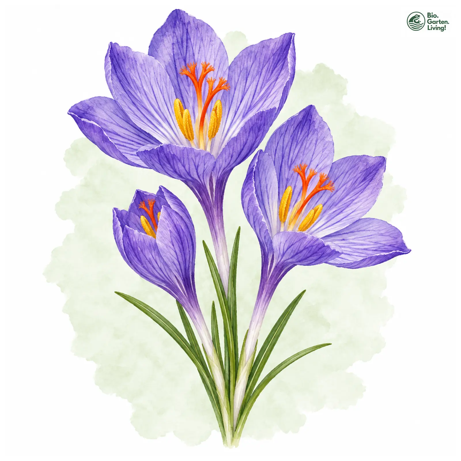 Aquarellzeichnung: Pracht-Herbst-Krokus (Crocus speciosus)