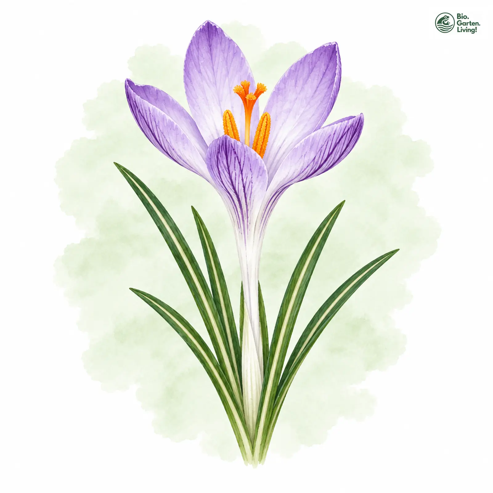 Aquarellzeichnung: Elfen-Krokus (Crocus tommasinianus)