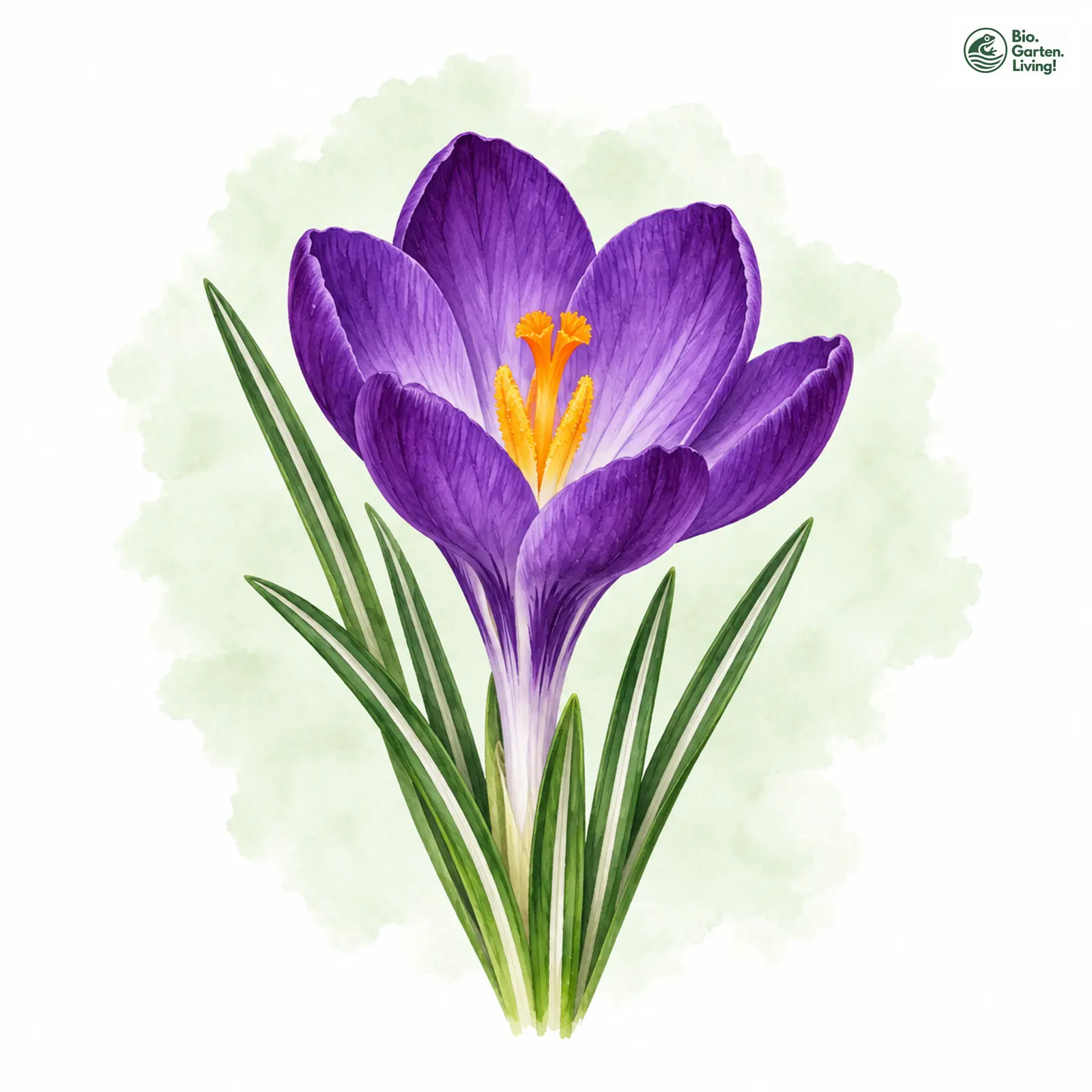 Aquarellzeichnung: Frühlings-Krokus (Crocus vernus)