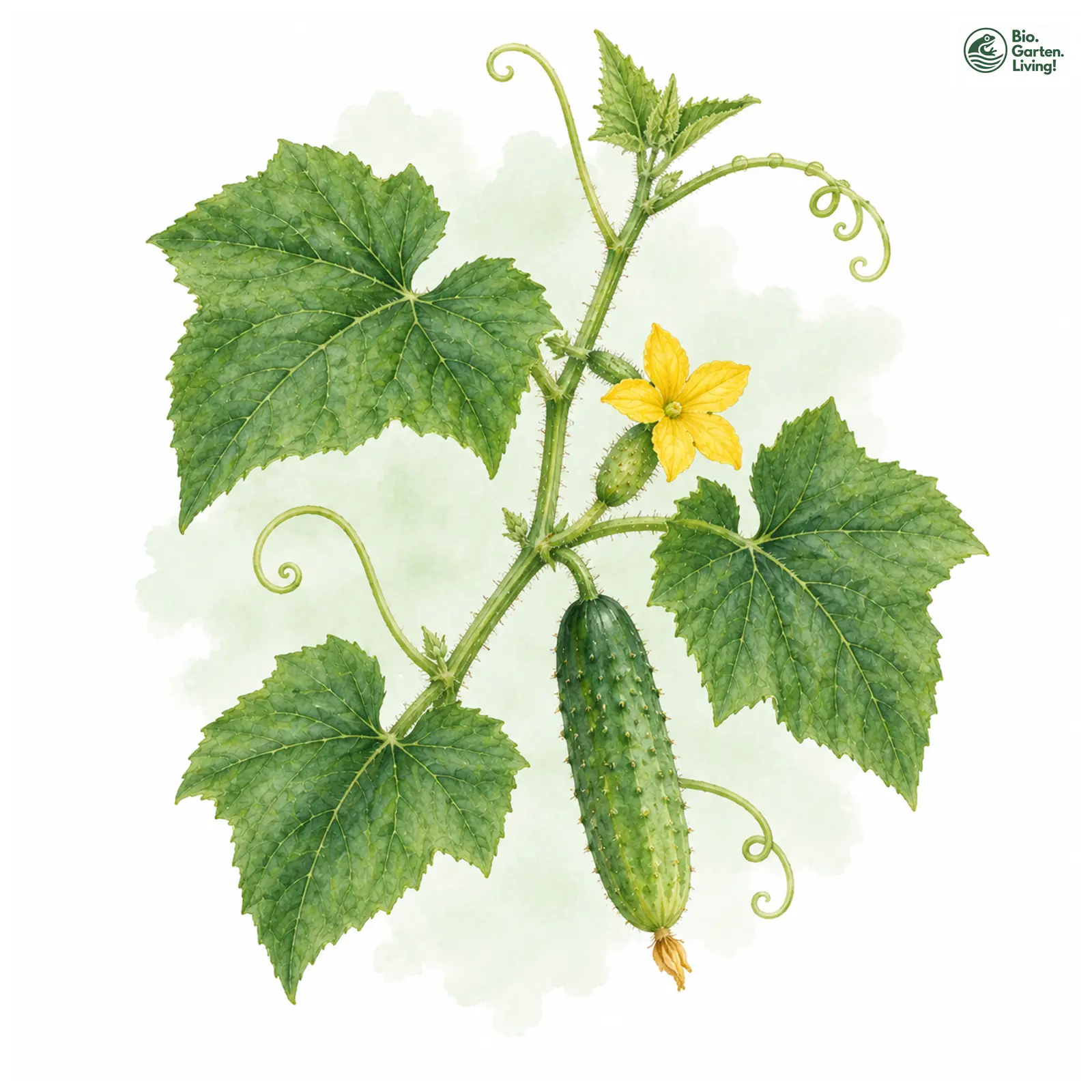 Aquarellzeichnung: Gurke (Cucumis sativus)