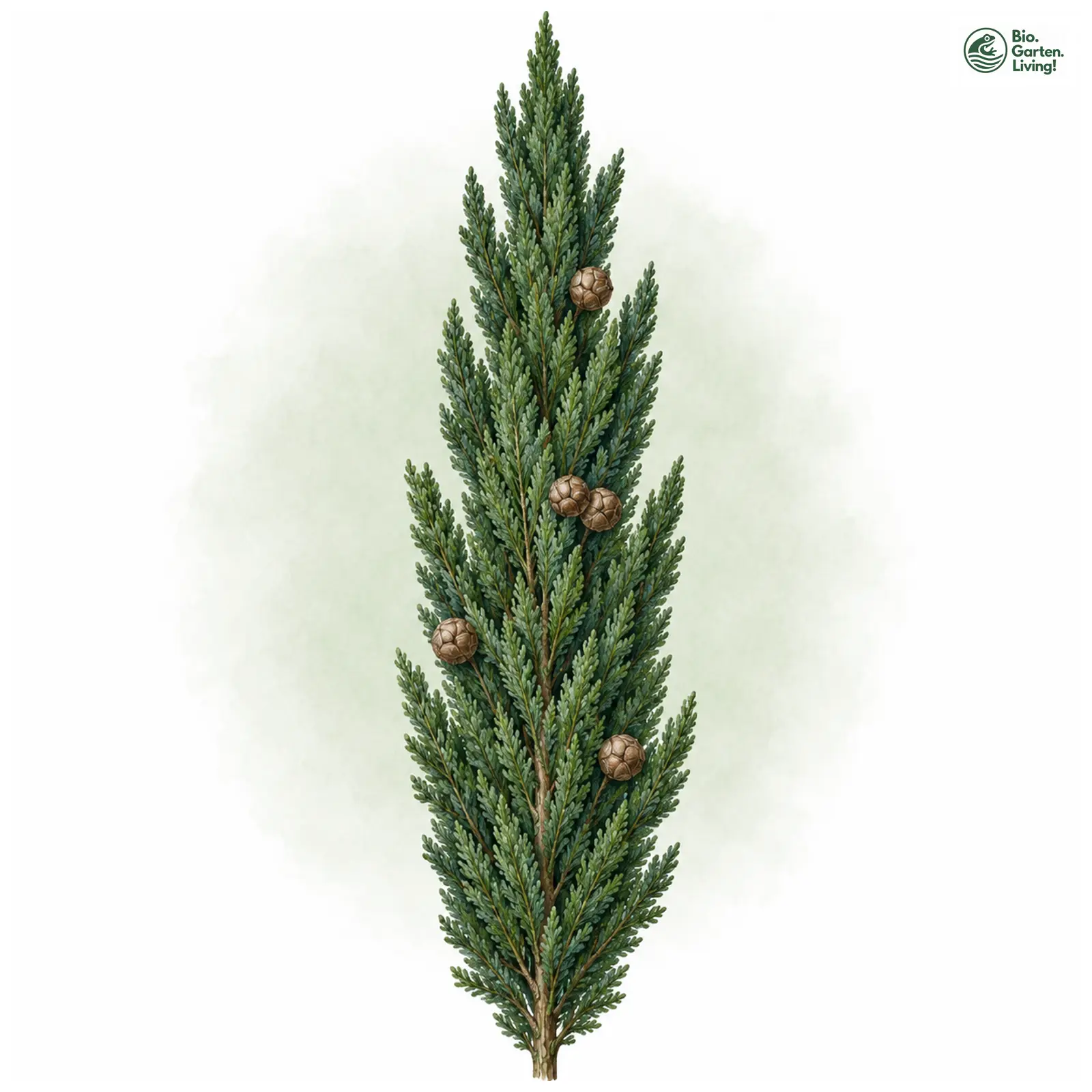 Aquarellzeichnung: Italienische Zypresse (Cupressus sempervirens)