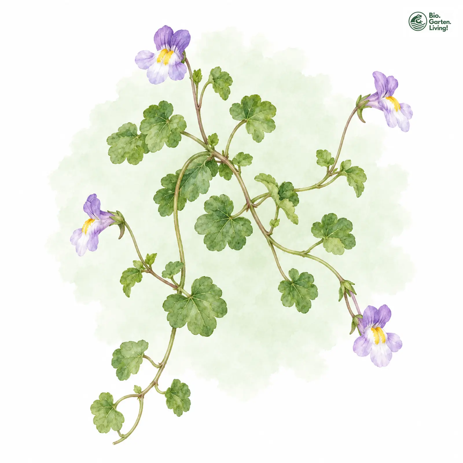 Aquarellzeichnung: Zimbelkraut (Cymbalaria muralis)