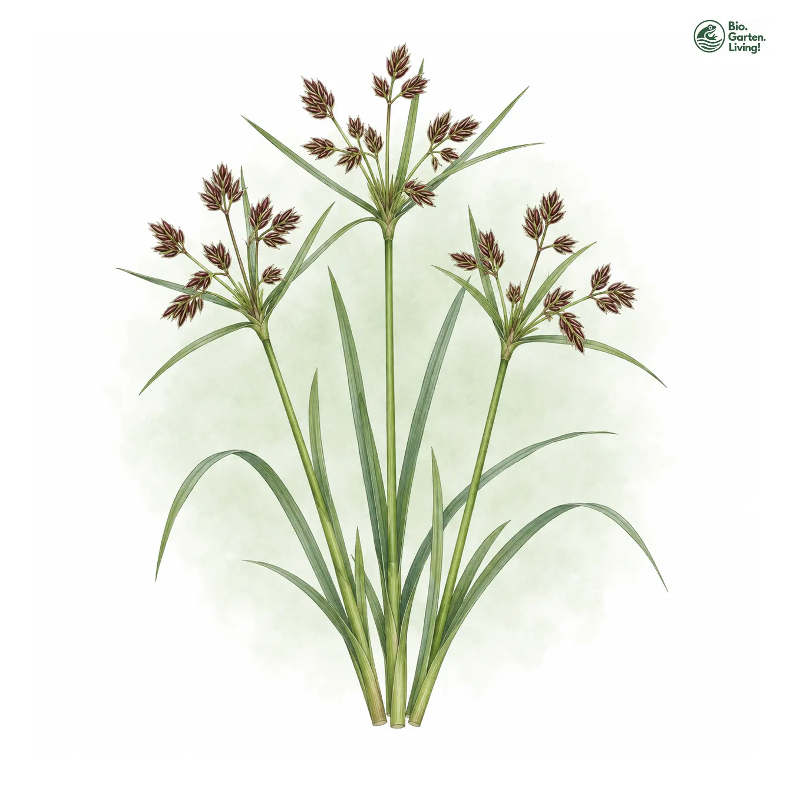 Aquarellzeichnung: Langes Zypergras (Cyperus longus (im weiteren Sinne))