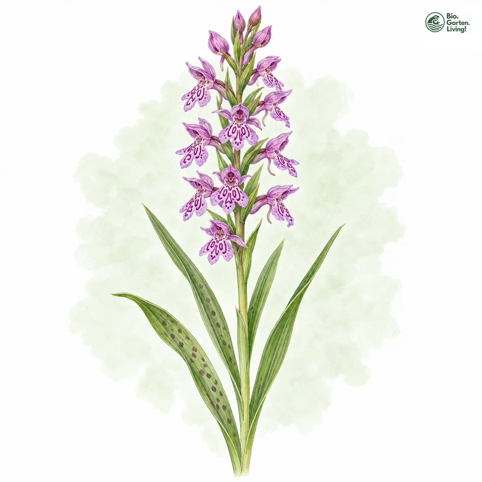 Aquarellzeichnung: Traunsteiner-Fingerwurz (Dactylorhiza traunsteineri (im engeren Sinne))