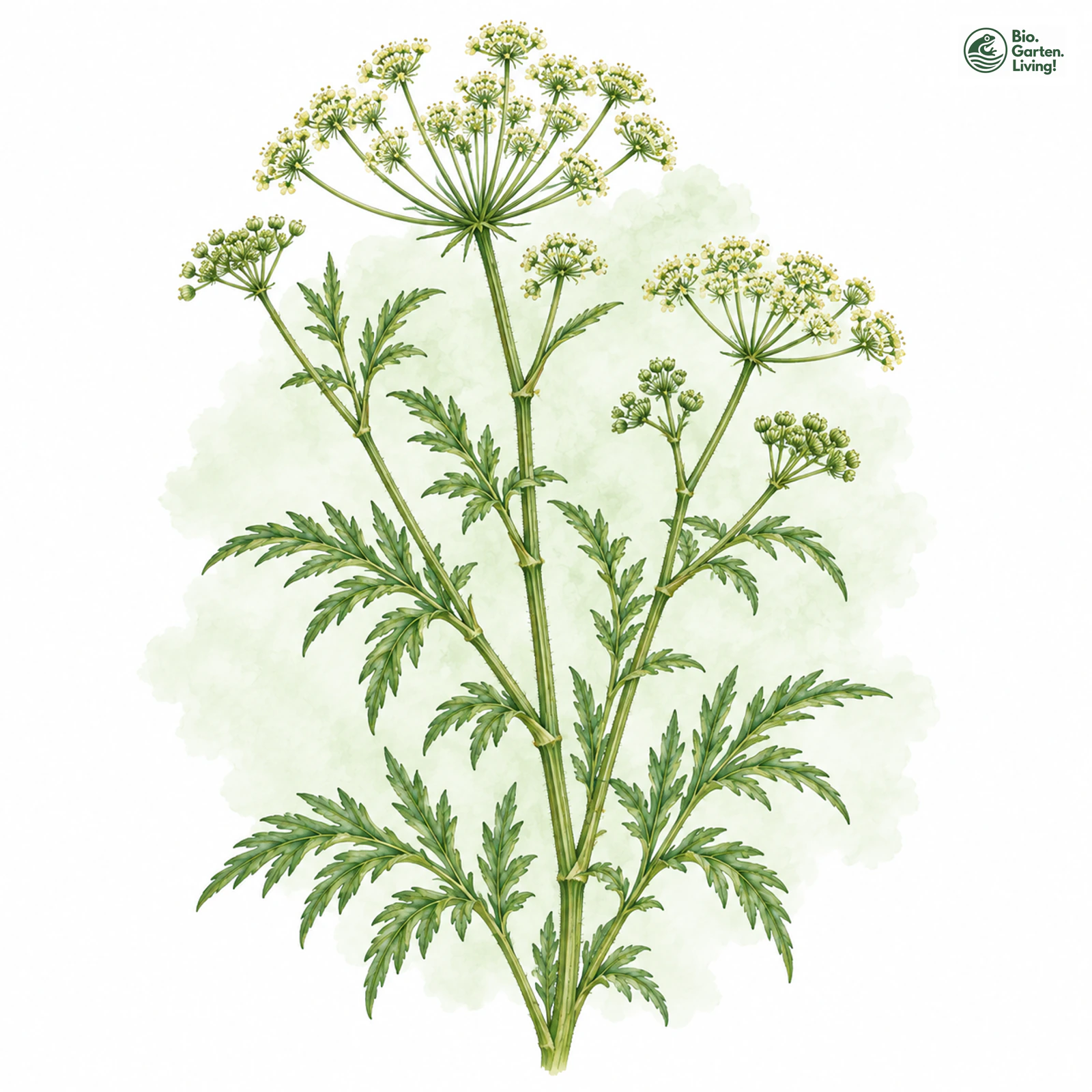 Aquarellzeichnung: Kümmelblatt-Haarstrang (Dichoropetalum carvifolia)