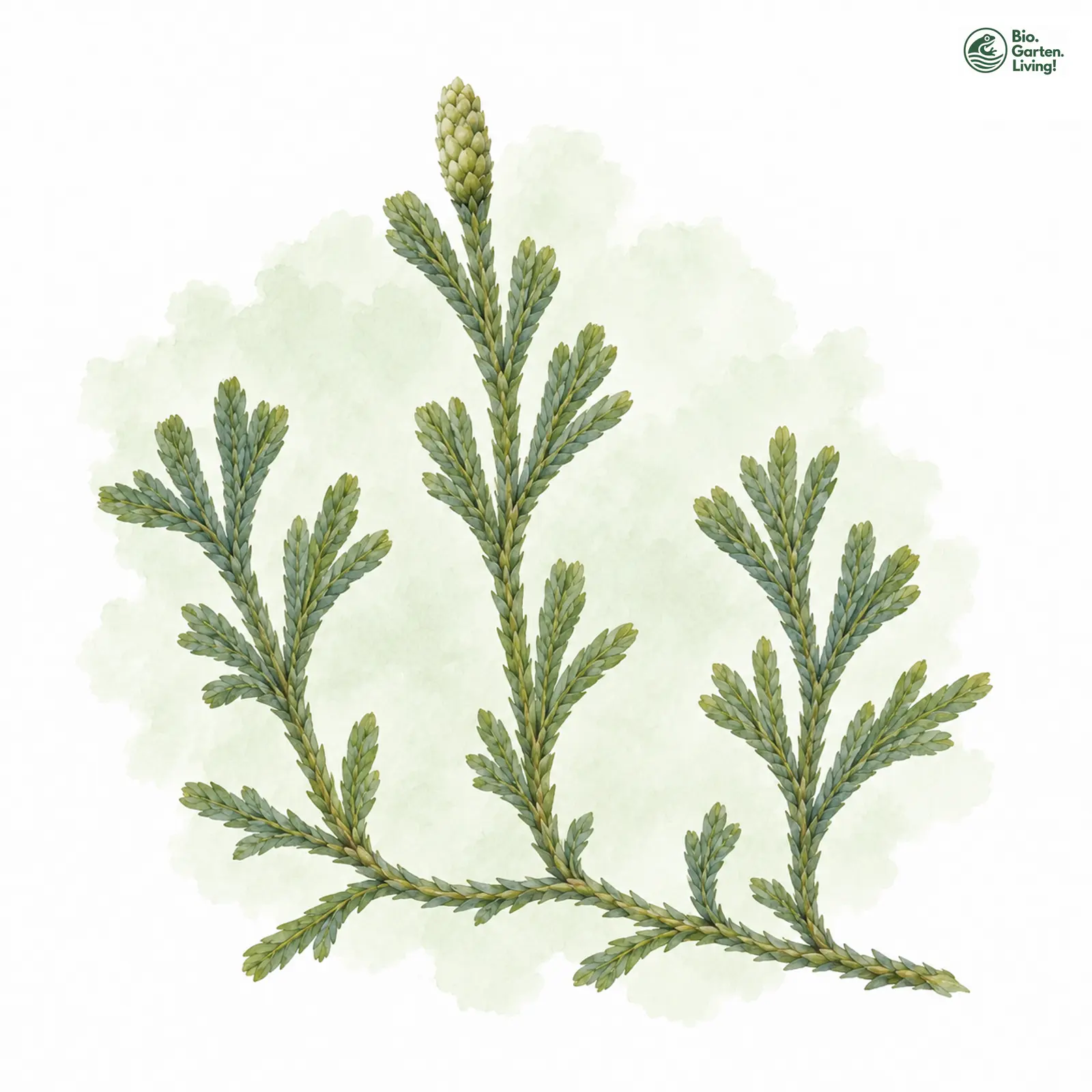 Aquarellzeichnung: Issler-Flachbärlapp (Diphasiastrum issleri)
