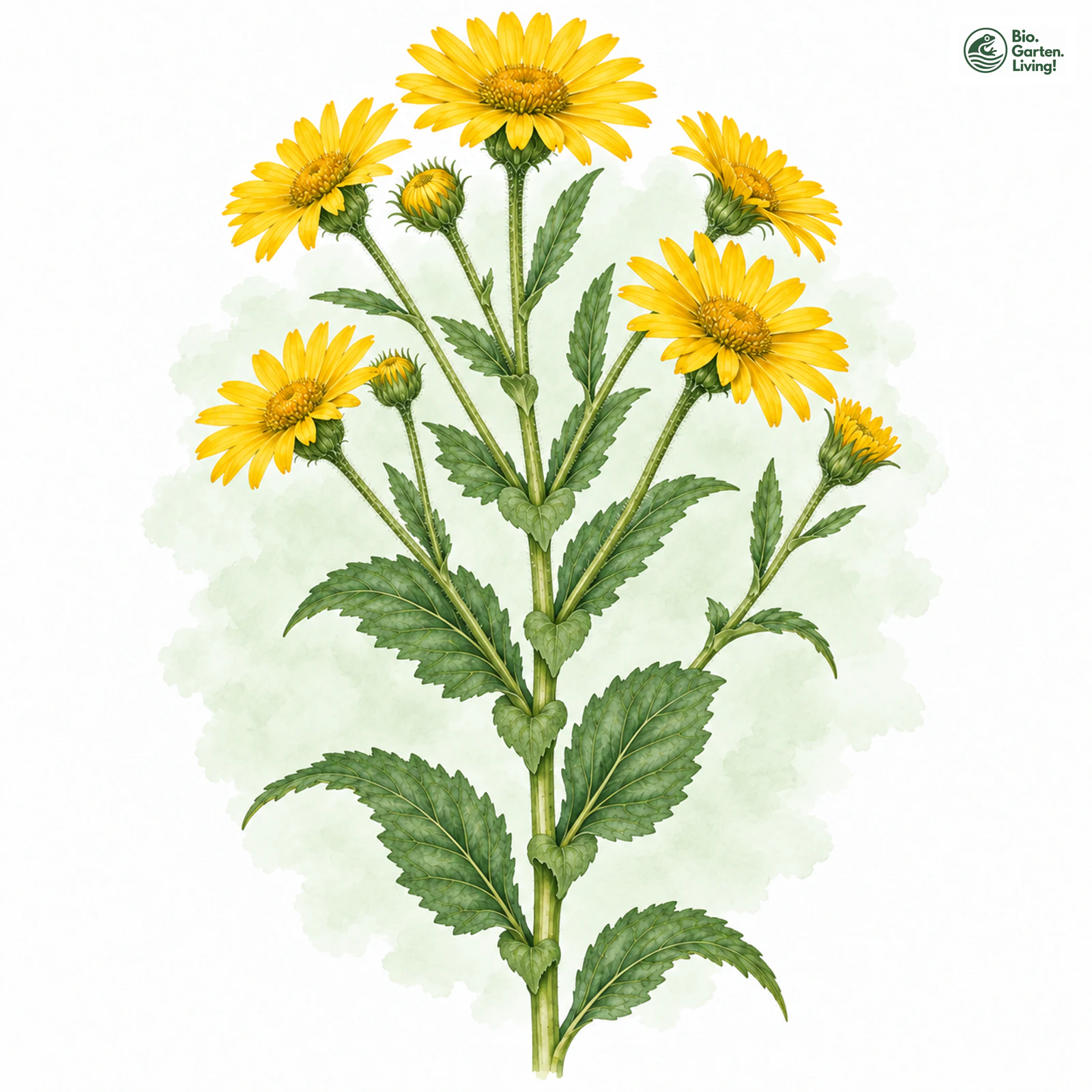 Aquarellzeichnung: Österreichische Gämswurz (Doronicum austriacum)