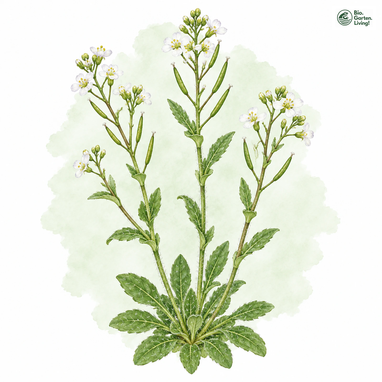 Aquarellzeichnung: Mauer-Felsenblümchen (Draba muralis)