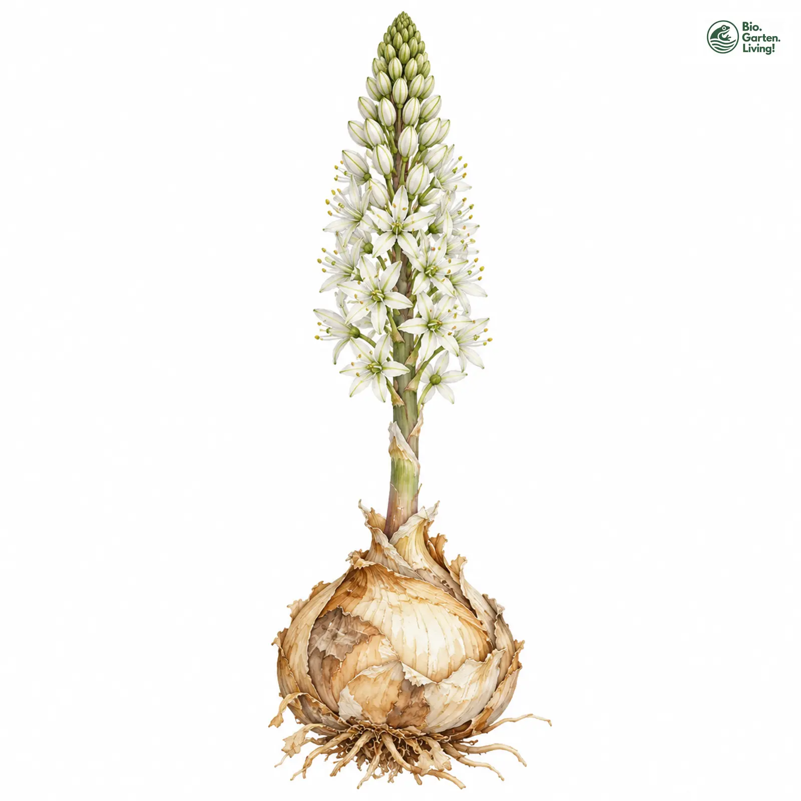 Aquarellzeichnung: Weiße Meerzwiebel (Drimia maritima)