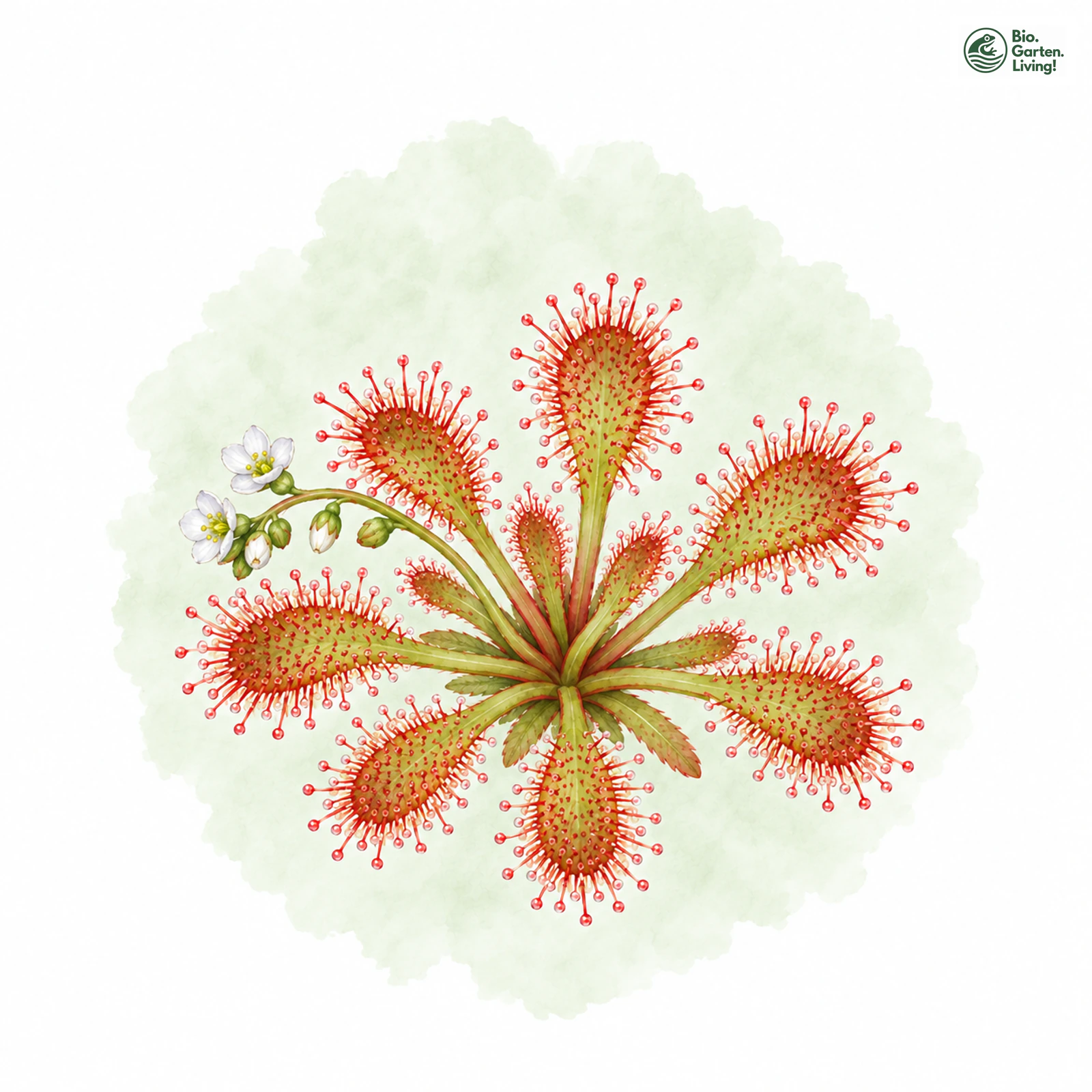 Aquarellzeichnung: Mittlerer Sonnentau (Drosera intermedia)