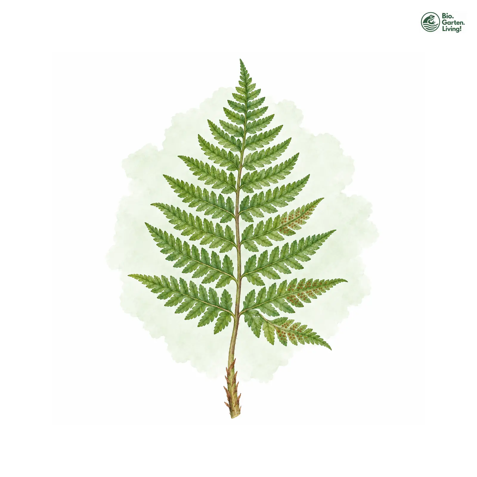 Aquarellzeichnung: Geröll-Wurmfarn (Dryopteris oreades)