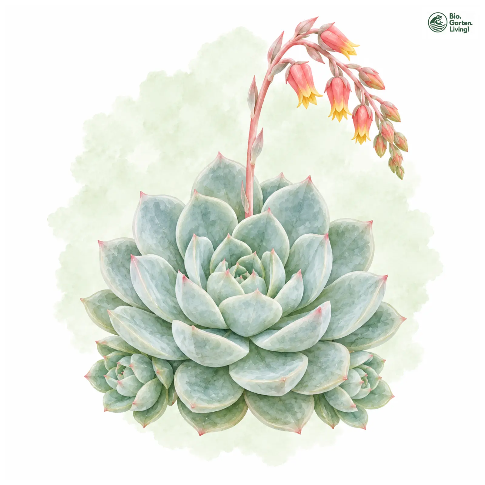 Aquarellzeichnung: Mexikanischer Schneeball (Echeveria elegans)