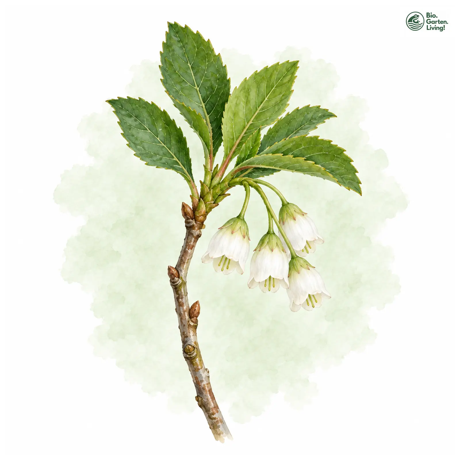 Aquarellzeichnung: Frühblühende Prachtglocke (Enkianthus perulatus)