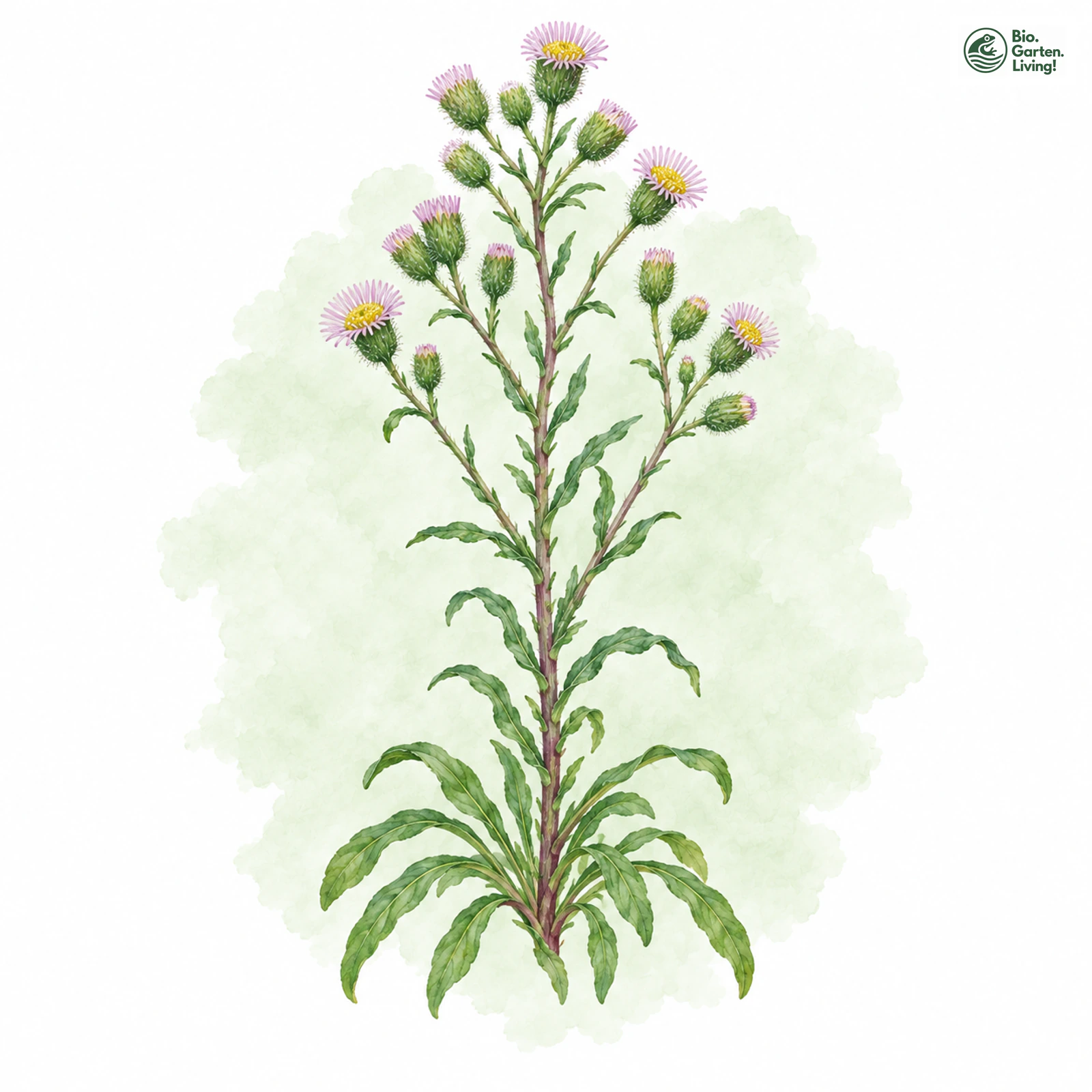 Aquarellzeichnung: Mauer-Berufkraut (Erigeron muralis)
