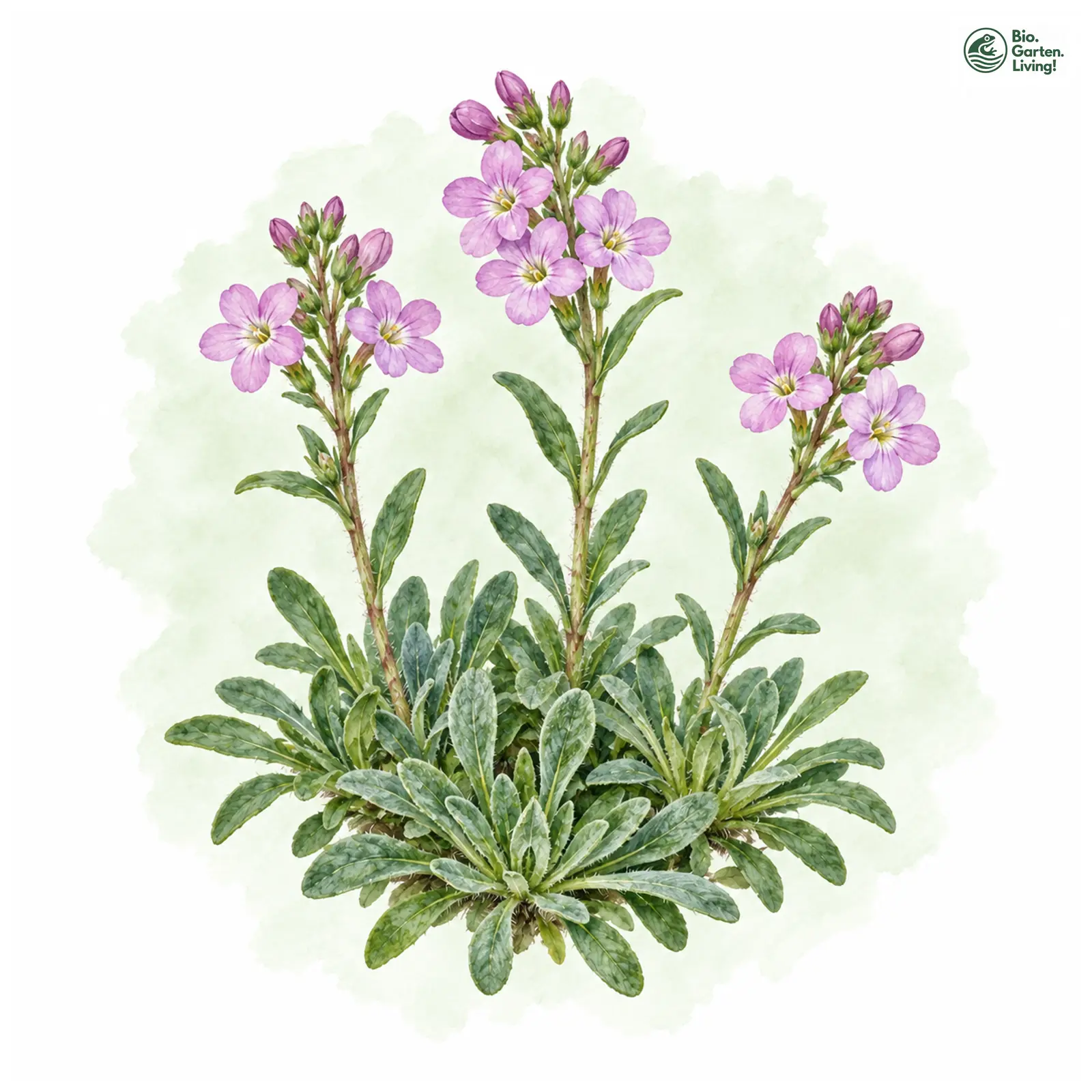 Aquarellzeichnung: Alpenbalsam (Erinus alpinus)