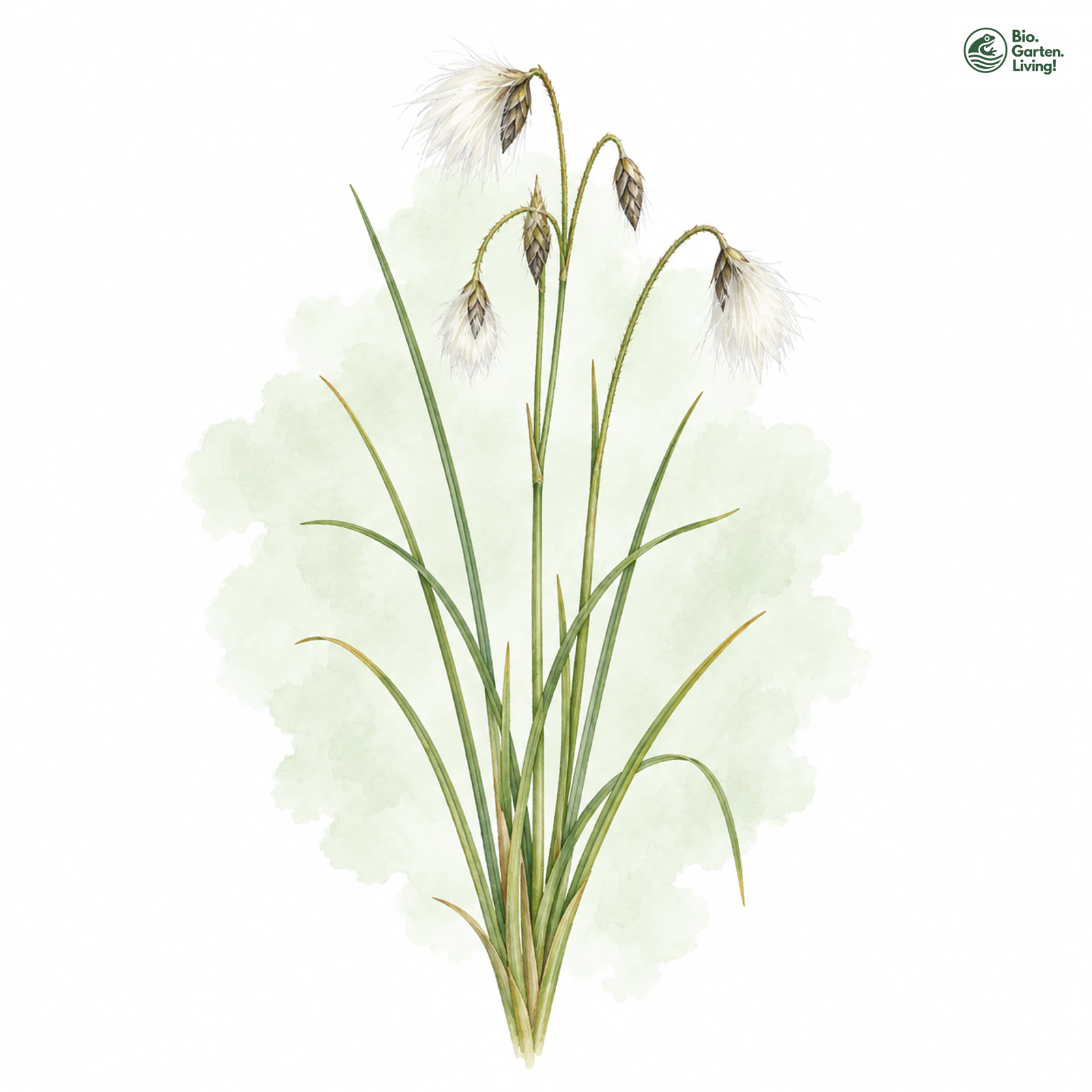 Aquarellzeichnung: Zierliches Wollgras (Eriophorum gracile)
