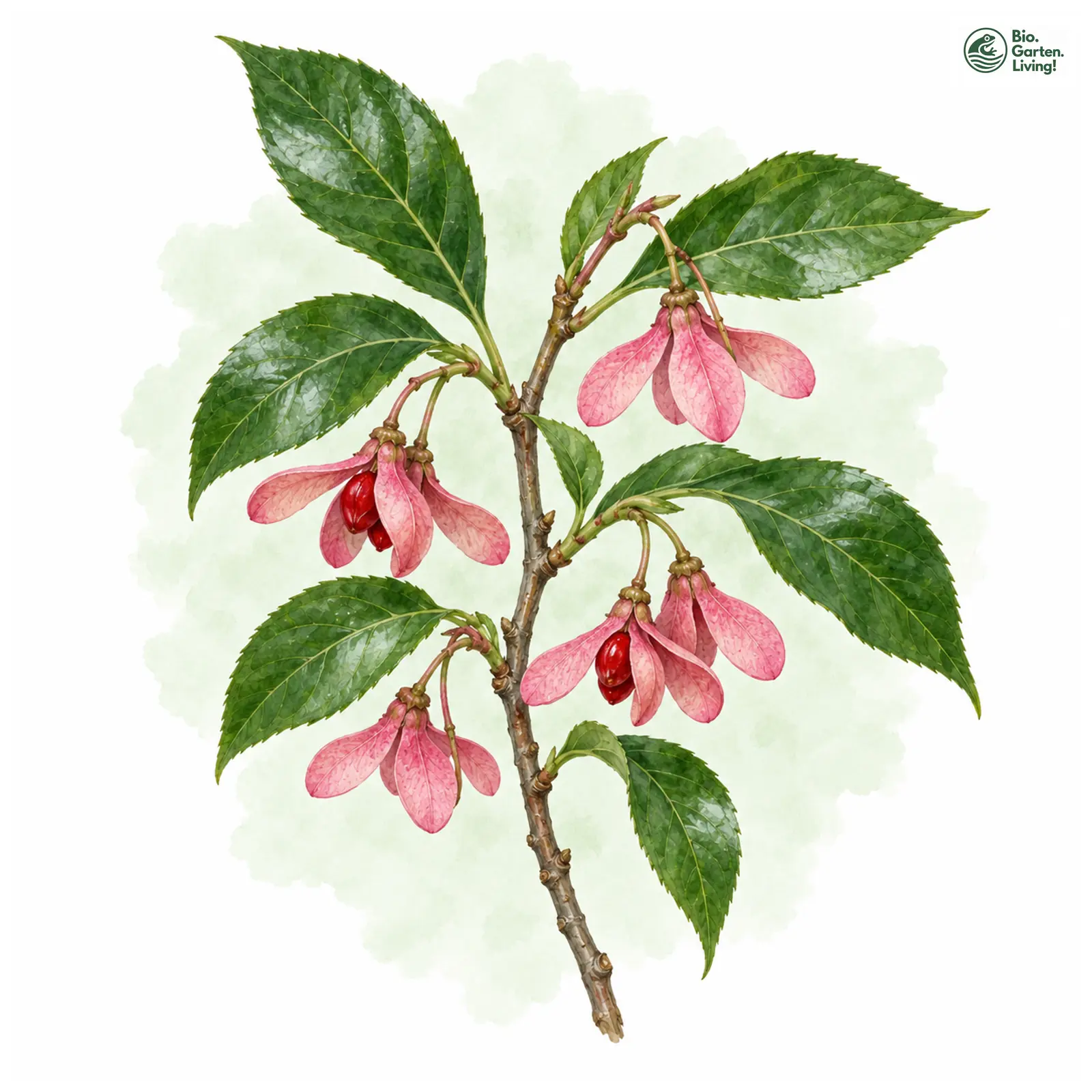 Aquarellzeichnung: Ussuri-Spindelstrauch (Euonymus macropterus)