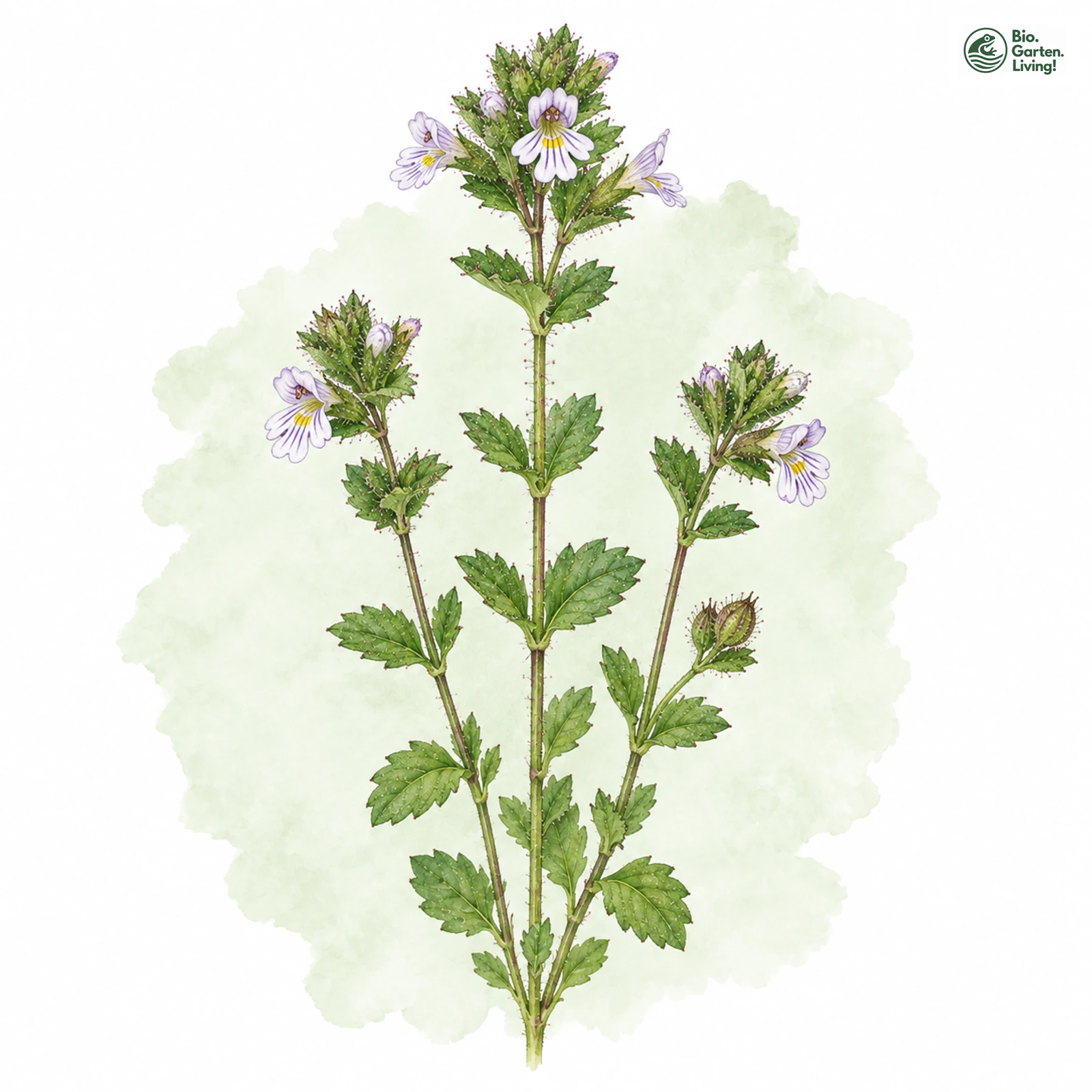 Aquarellzeichnung: Zottiger Augentrost (Euphrasia hirtella)