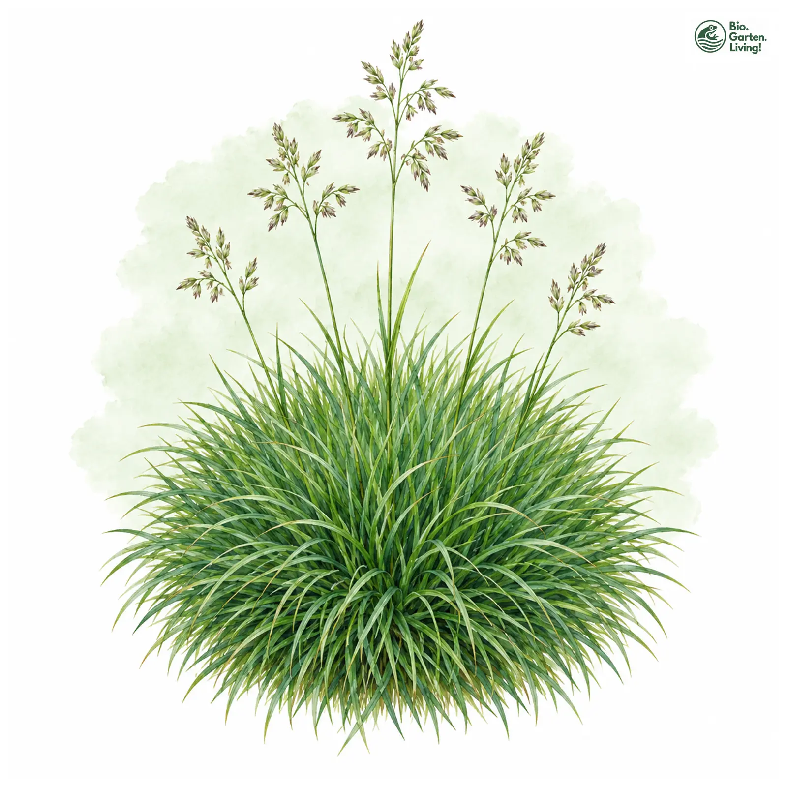 Aquarellzeichnung: Bärenfell-Schwingel (Festuca gautieri)