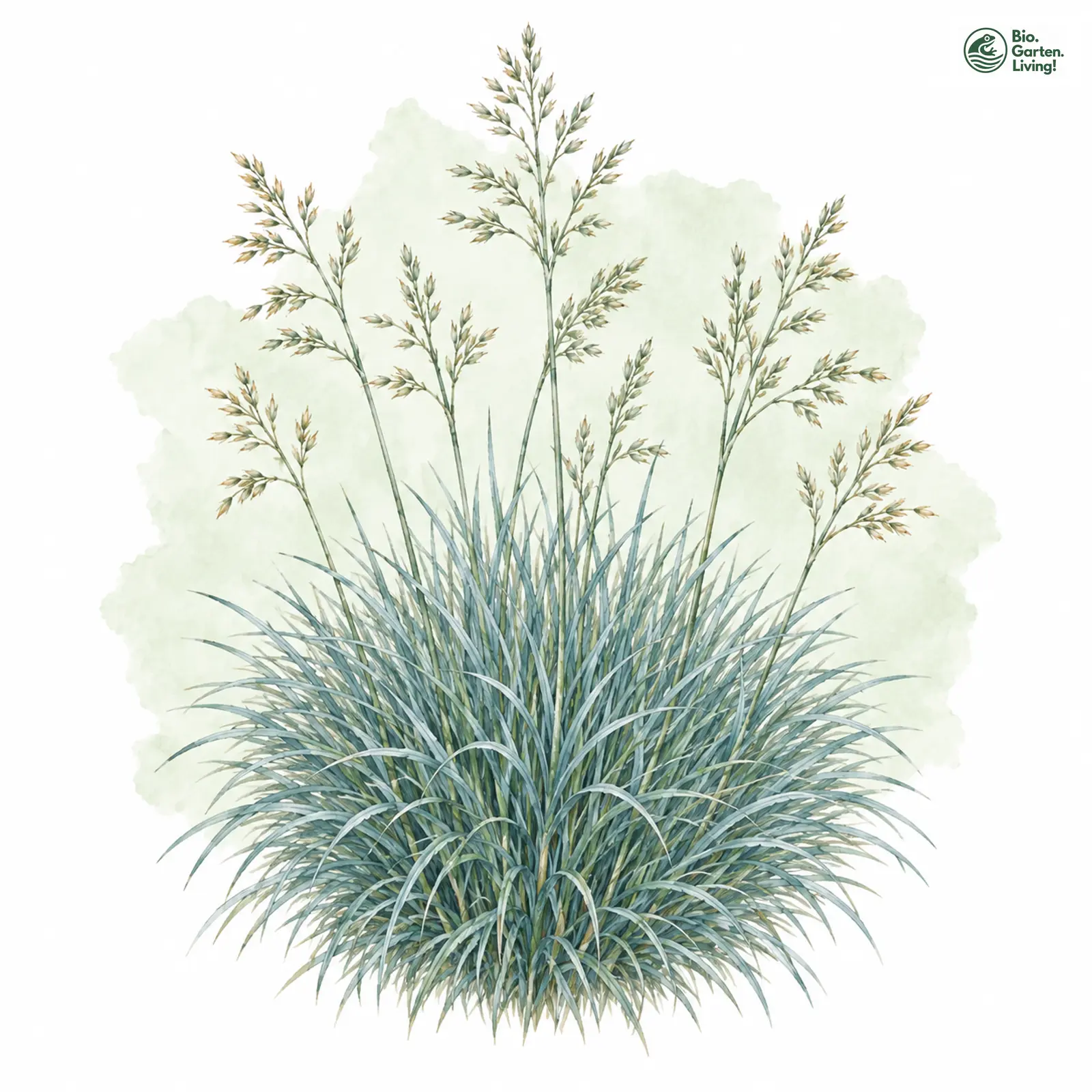 Aquarellzeichnung: Blauschwingel (Festuca glauca)