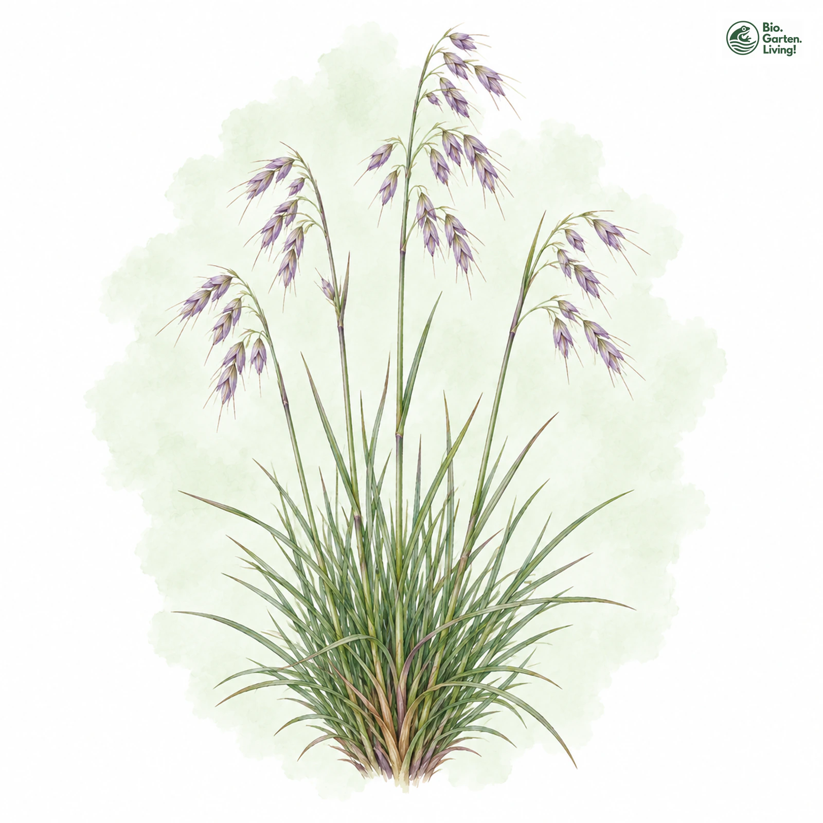 Aquarellzeichnung: Norischer Schwingel (Festuca norica)