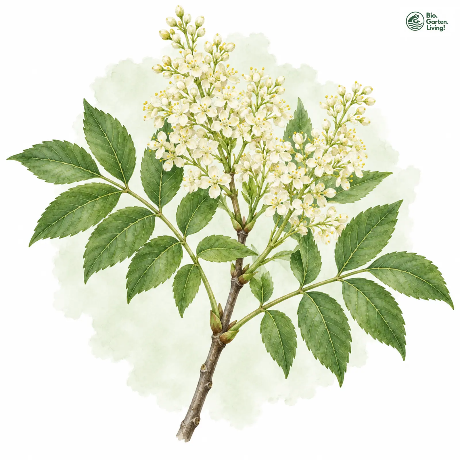 Aquarellzeichnung: Blumen-Esche (Fraxinus ornus)