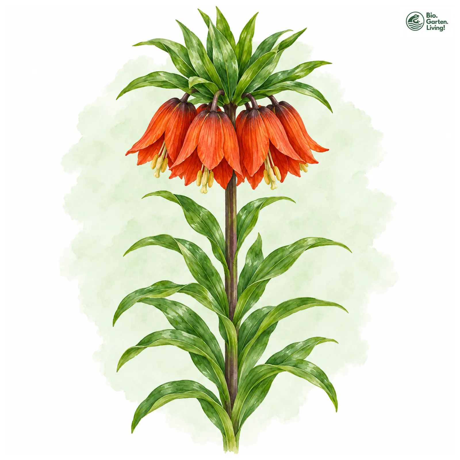 Aquarellzeichnung: Kaiserkrone (Fritillaria imperialis)