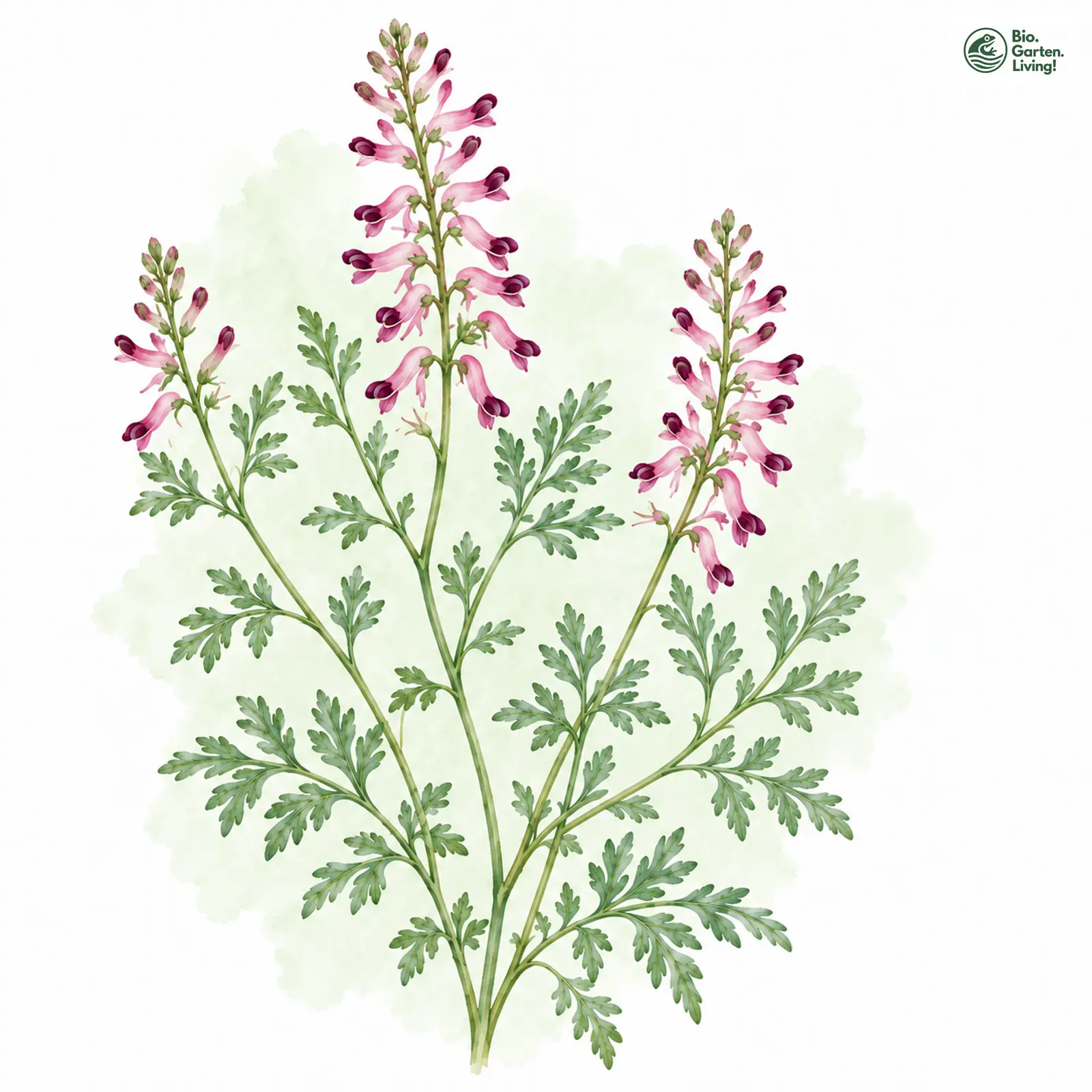 Aquarellzeichnung: Gewöhnlicher Erdrauch (I. W. S.) (Fumaria officinalis (im weiteren Sinne))