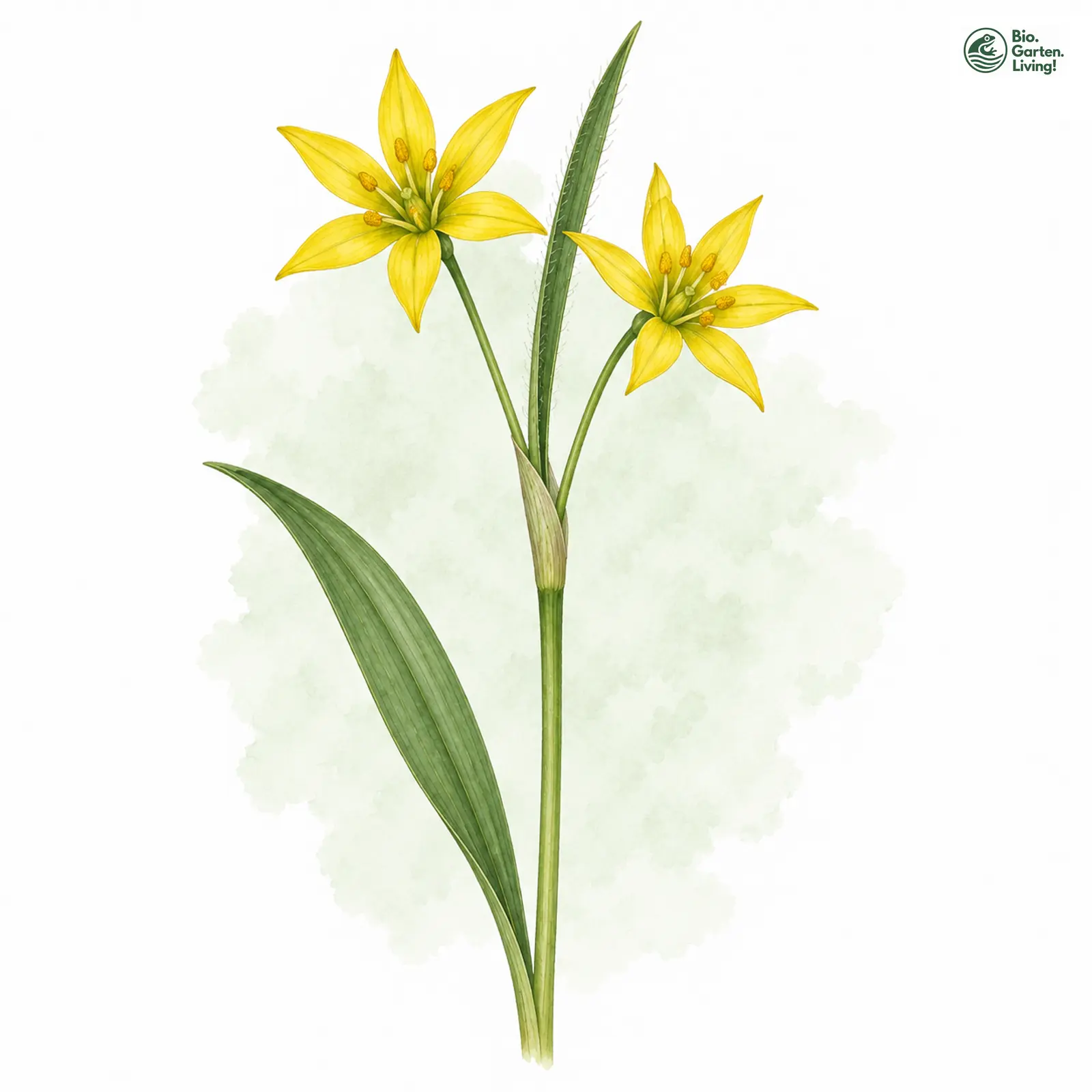 Aquarellzeichnung: Pommerscher Goldstern (Gagea pomeranica)