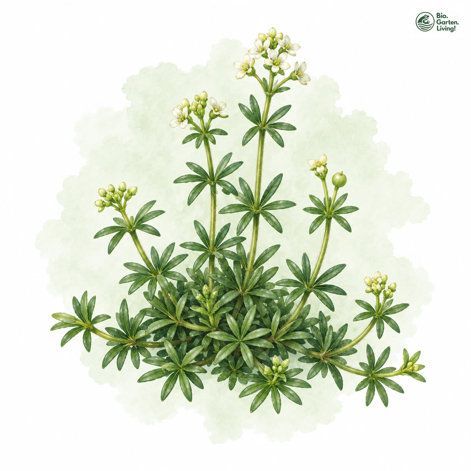 Aquarellzeichnung: Norisches Labkraut (Galium noricum)